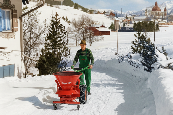 agria 3400 mit Schleuderstreuer