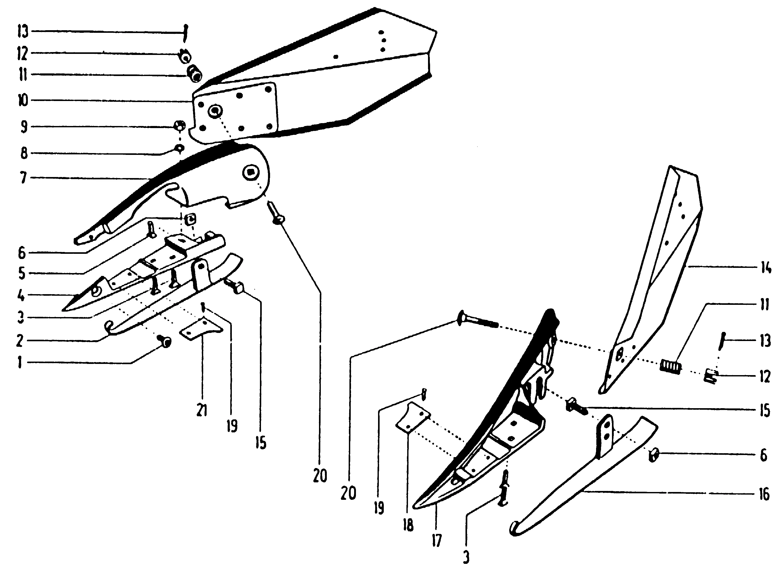 Tôle d'andains, patin