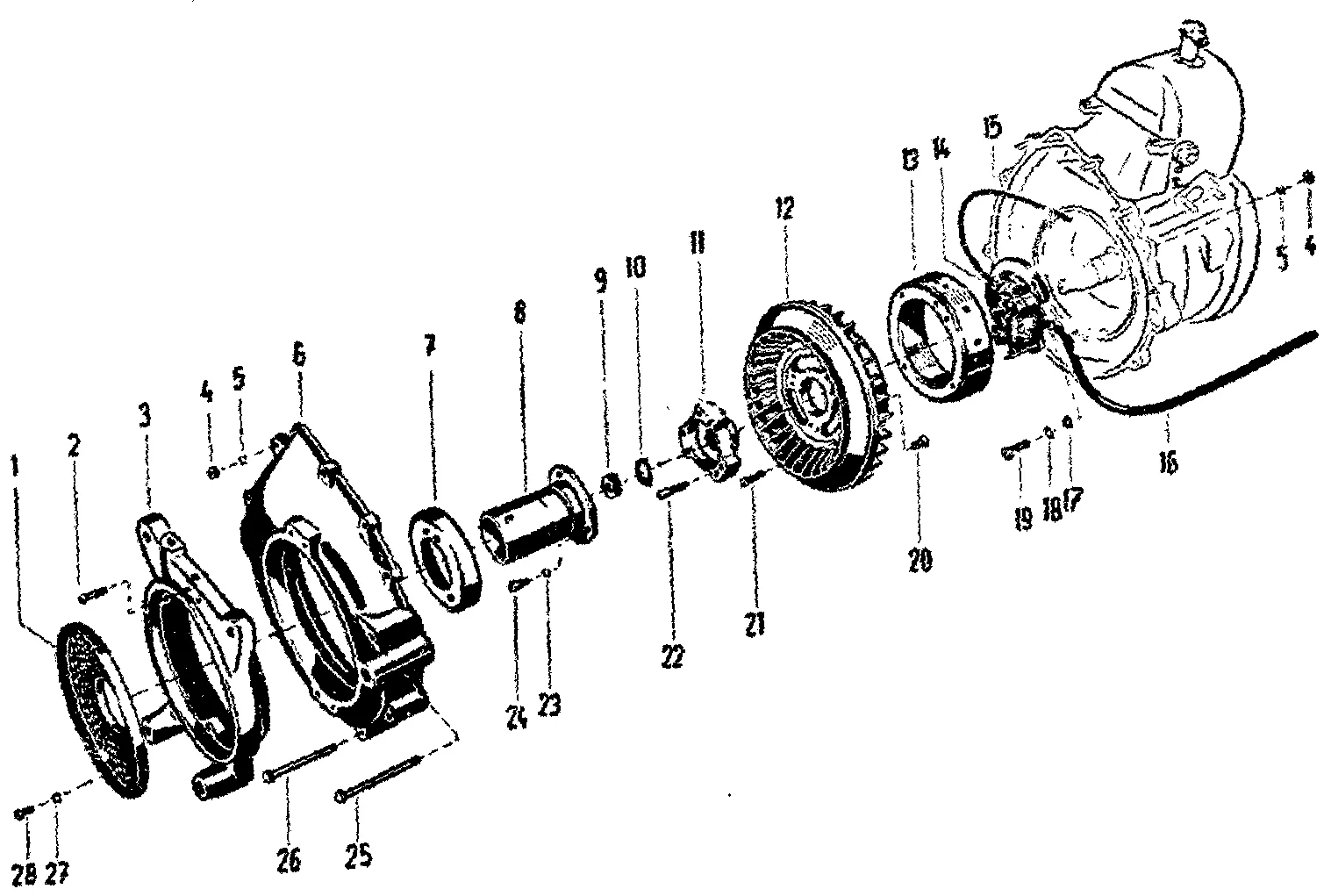 Lüfterseite, Anwerfnabe Motor 34/44 M 5, bis Motor-Nr.146146