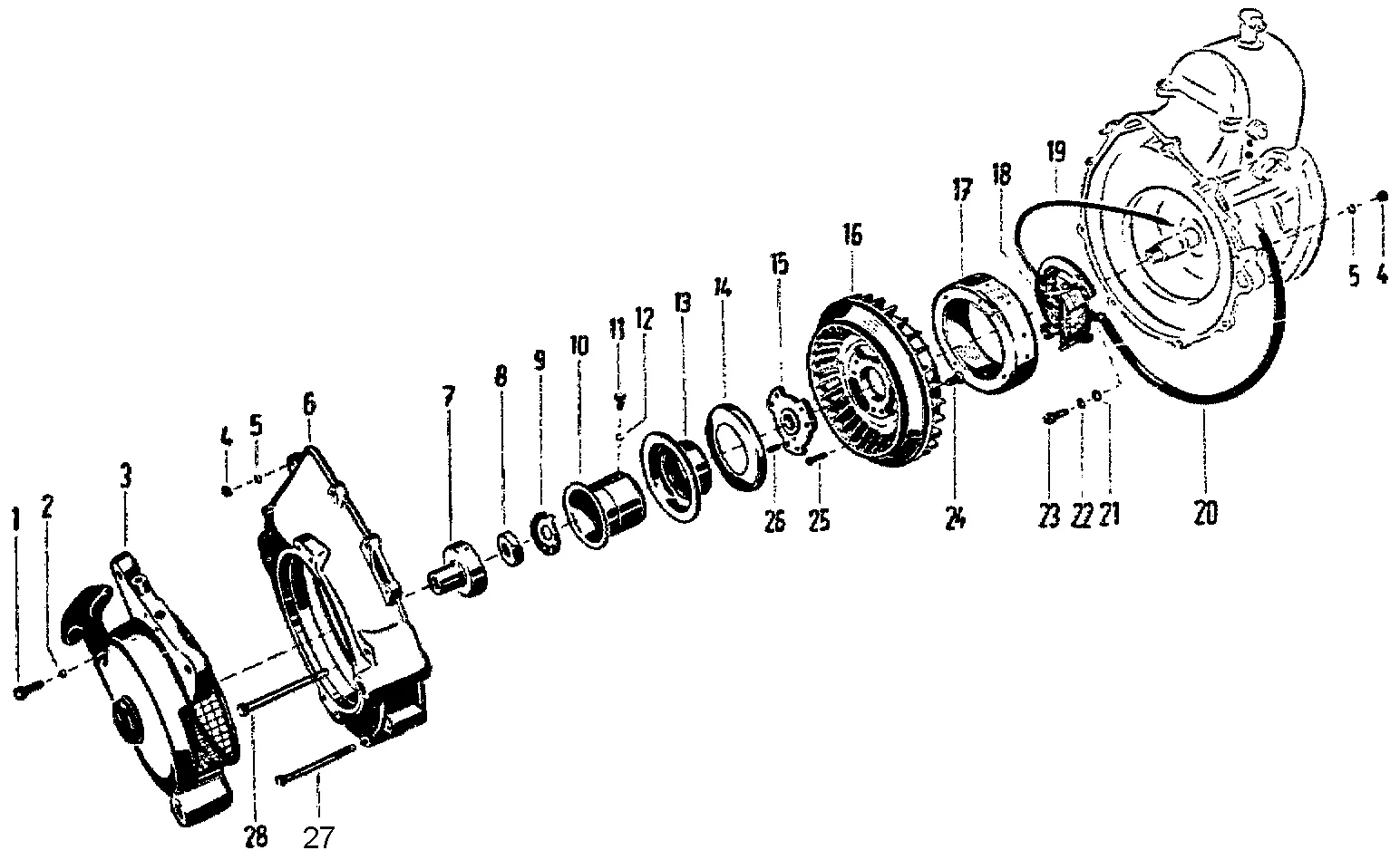 Lüfterseite, Schnellstarter Motor 34/44 M 5, bis Motor-Nr.146146
