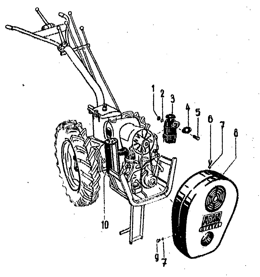 Engine cowling, exhaust, air filter diesel engine