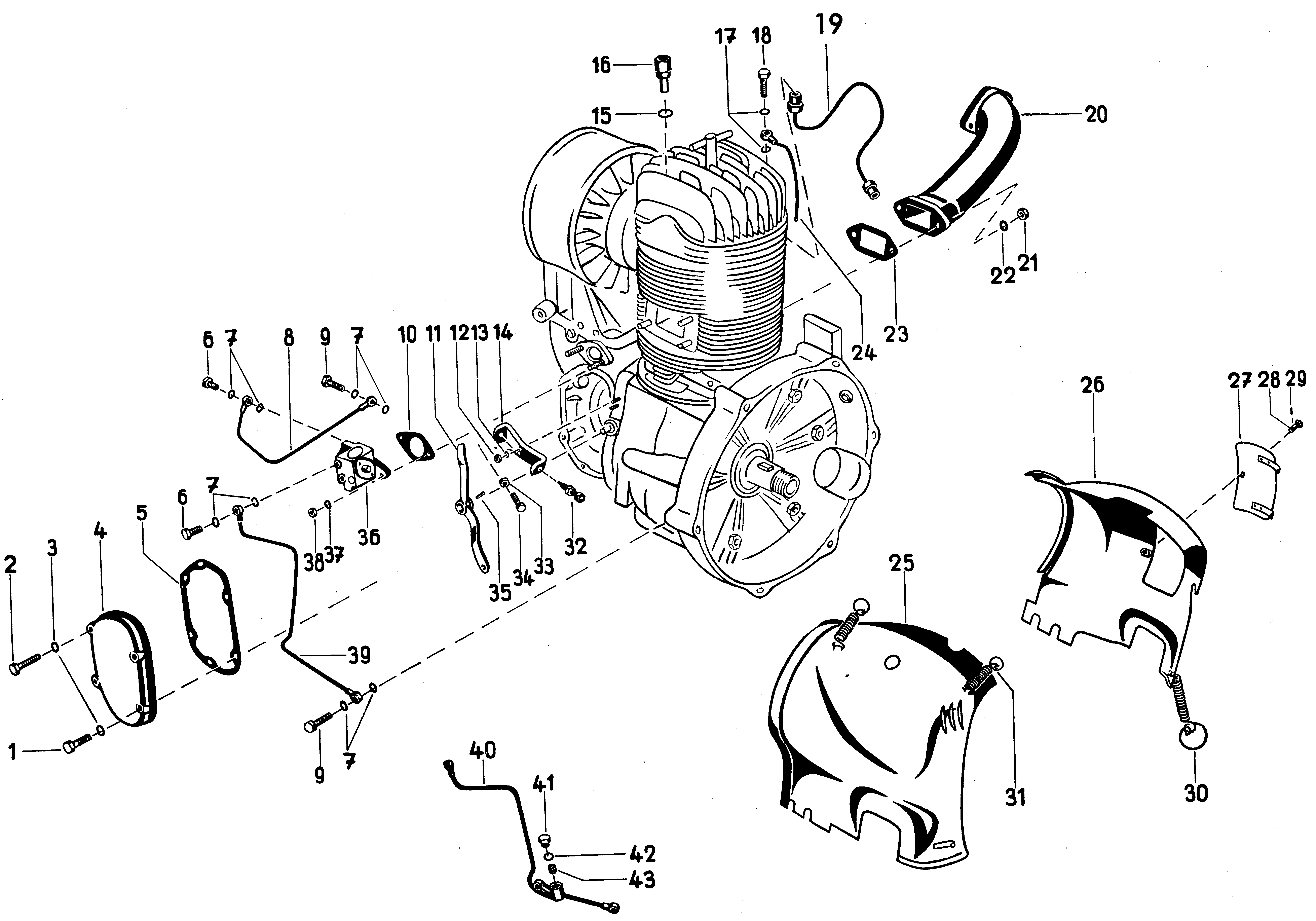 Pompe à huile, conduites, pot d'aspiration, déflecteur