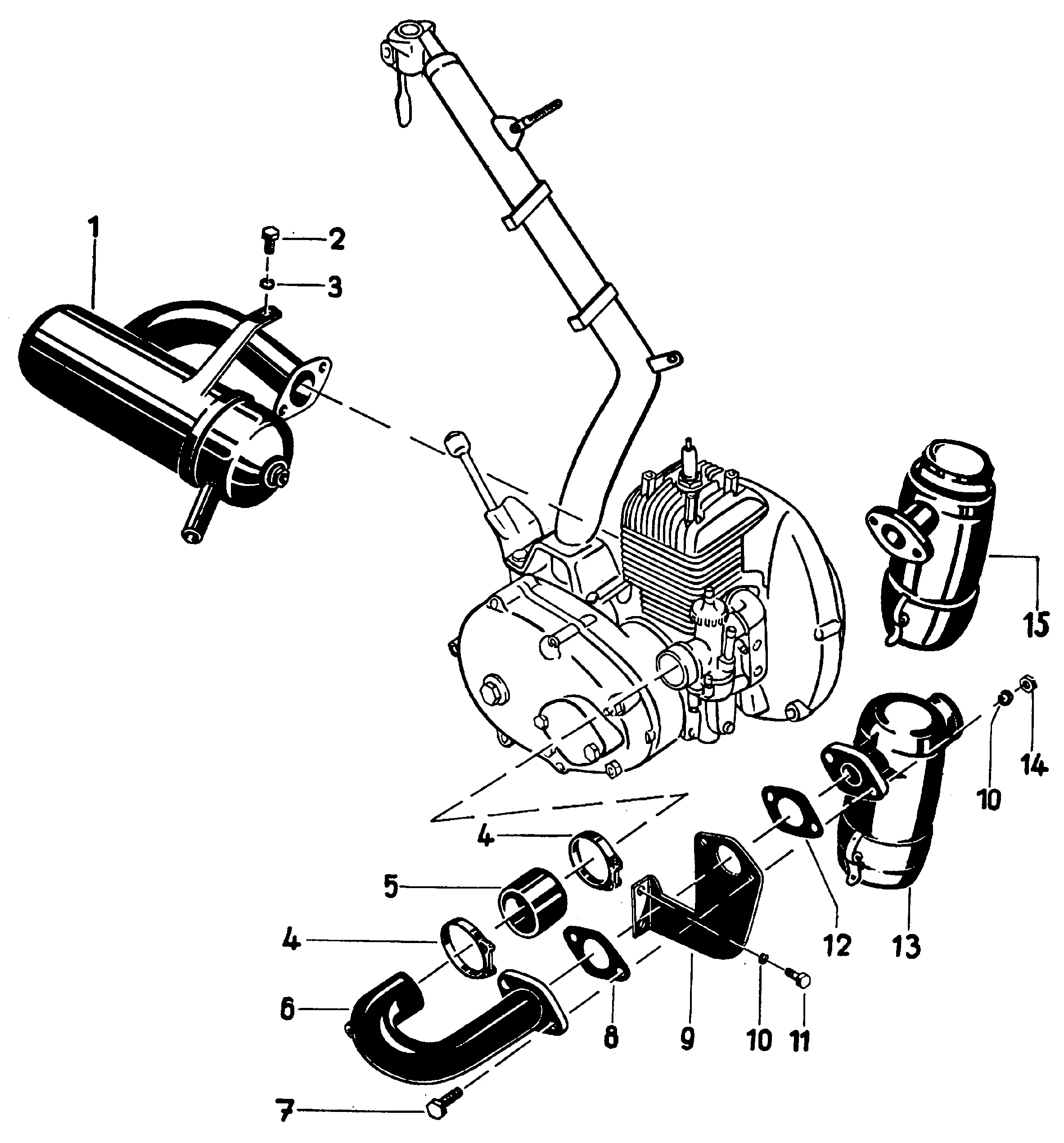 Auspuff, Luftfilter Ausführung mit stehendem Zyli