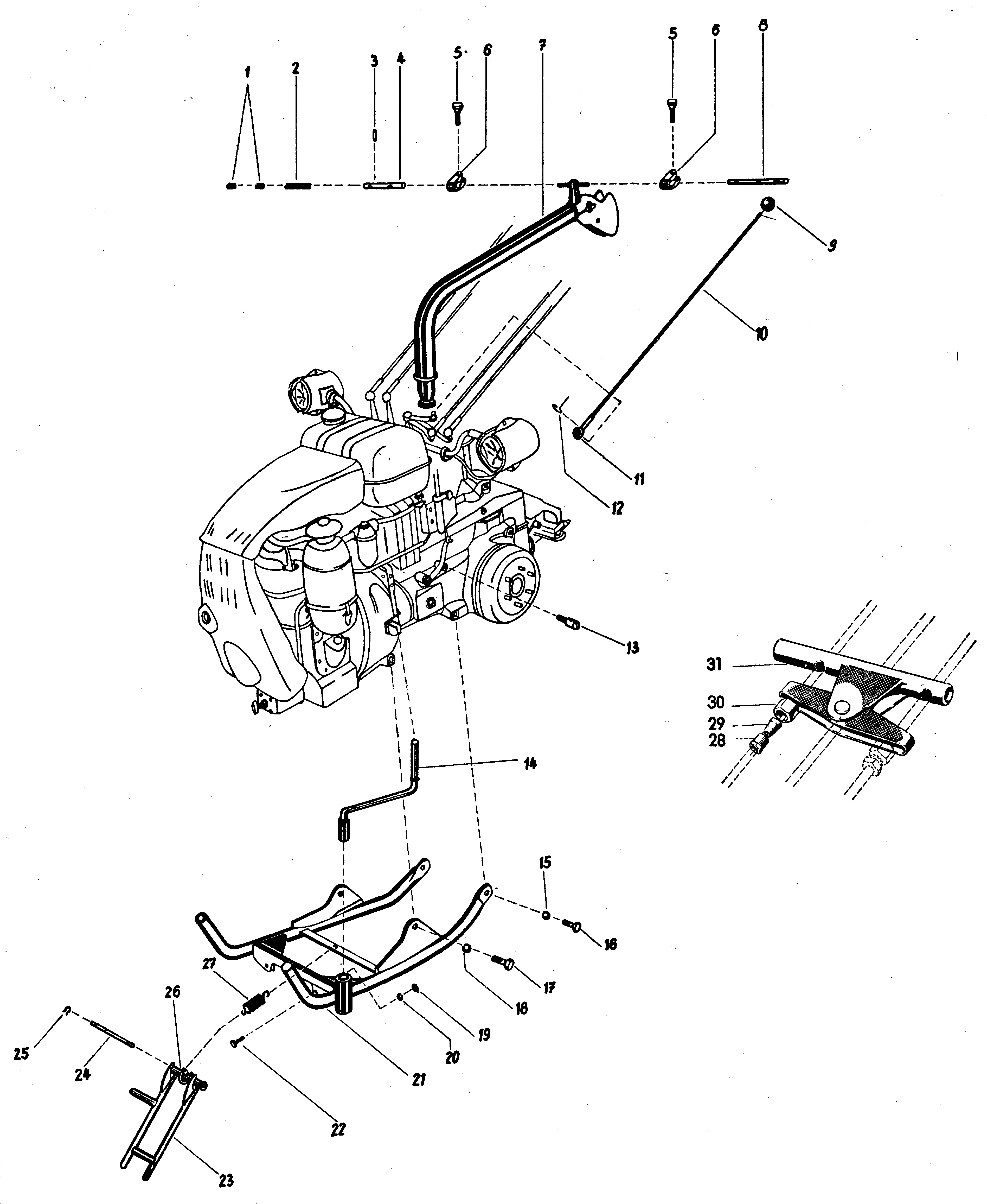 Lower steering arm, shifting linkage