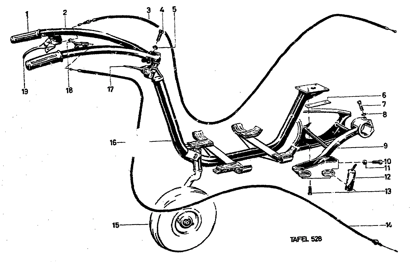Lower steering arm, steering mechanism,, blower carrier, up to mach.-no. 570 612