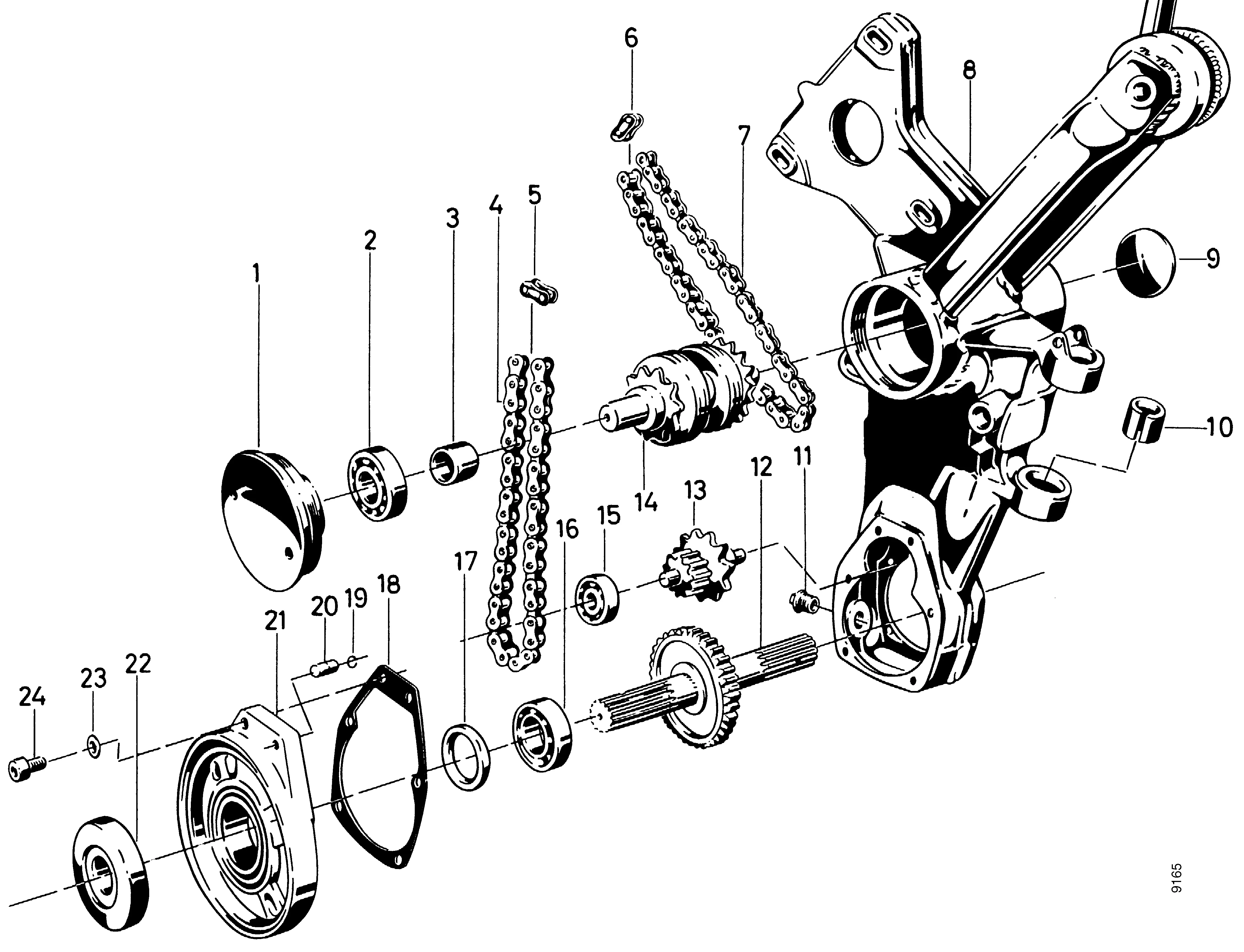 Transmission de binage, version sans marche arrièr