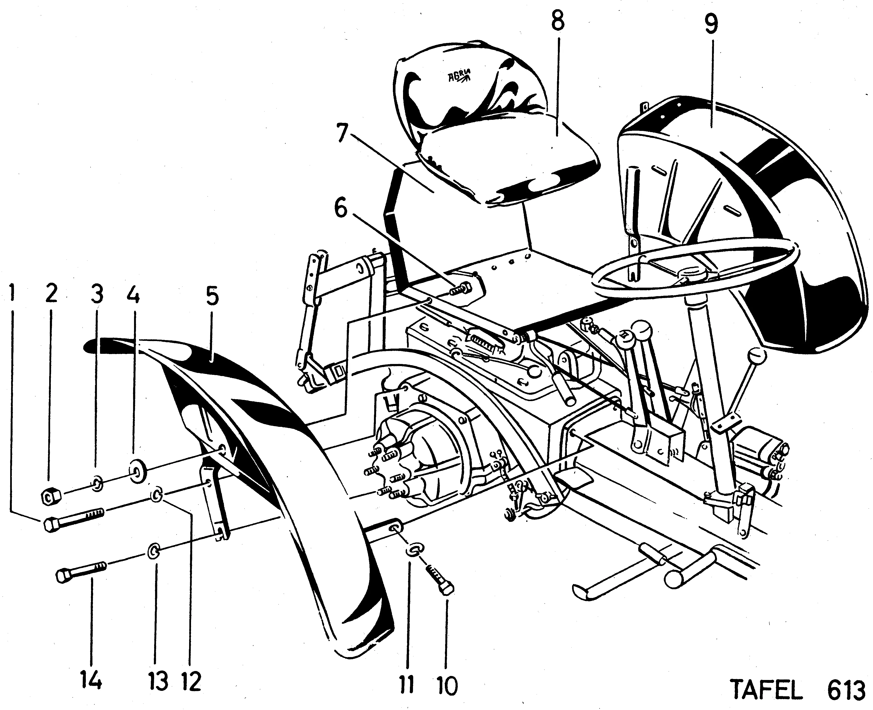 Garde-boue, siège chauffeur