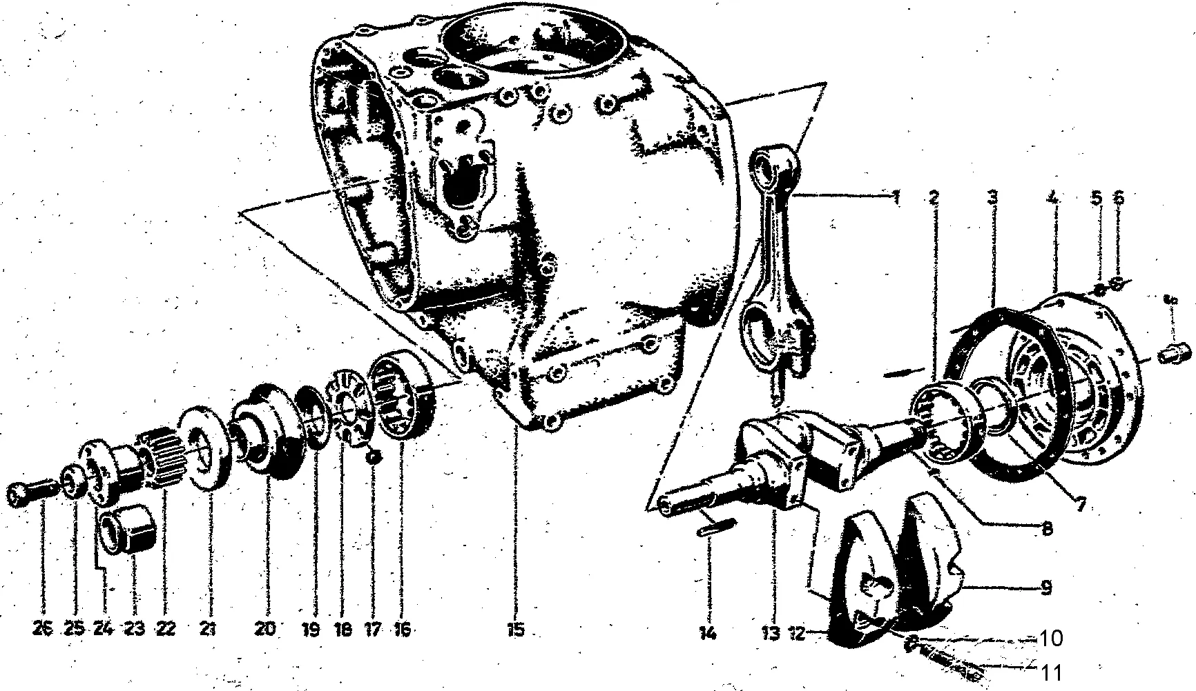 Crankcase, crank shaft