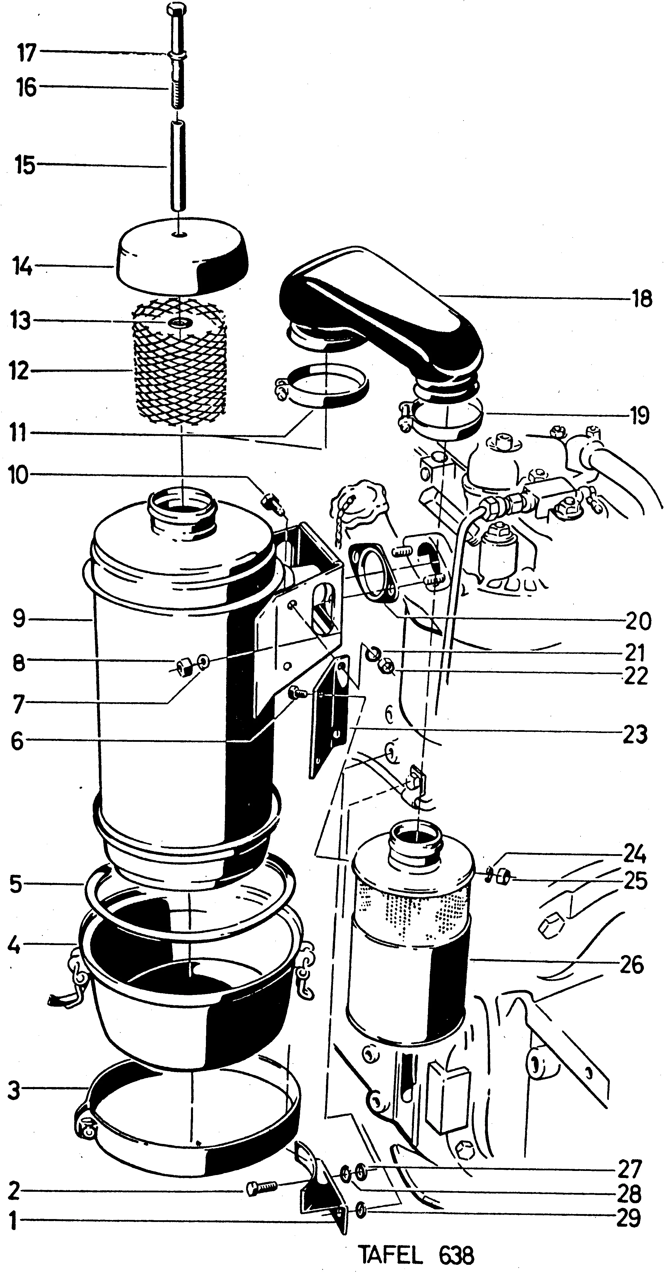 Ölbadluftfilter, ab Schlepper-Nr. 45 00 704