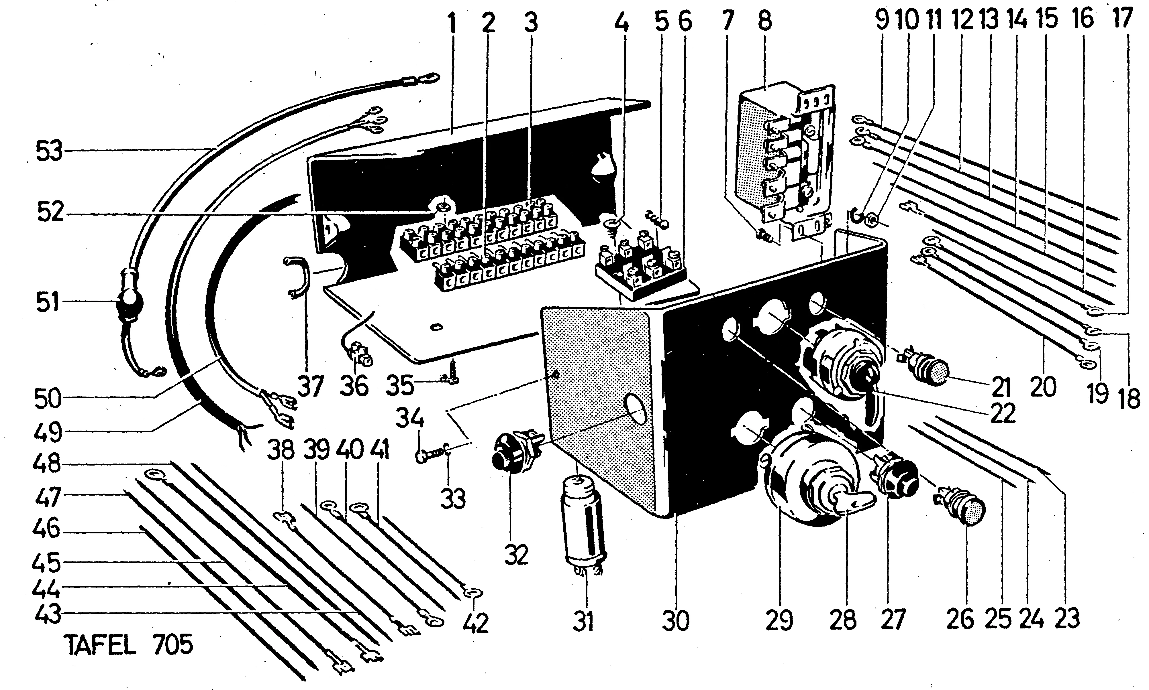 Schaltkasten bei angebautem Motor E 780, ab Schlepper-Nr. 45 01
