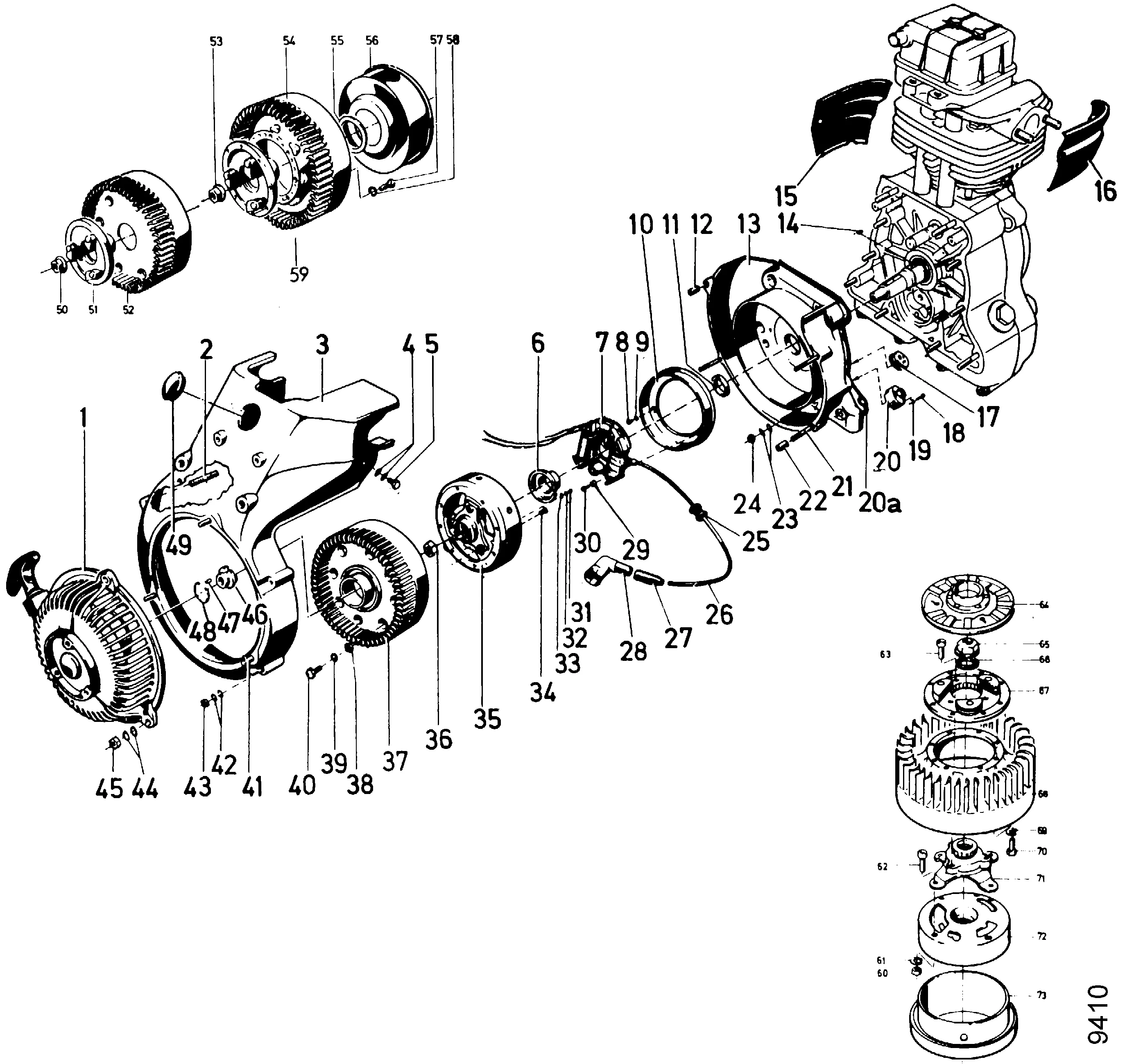 Spiralgehäuse, Luftkühlung, Zündung