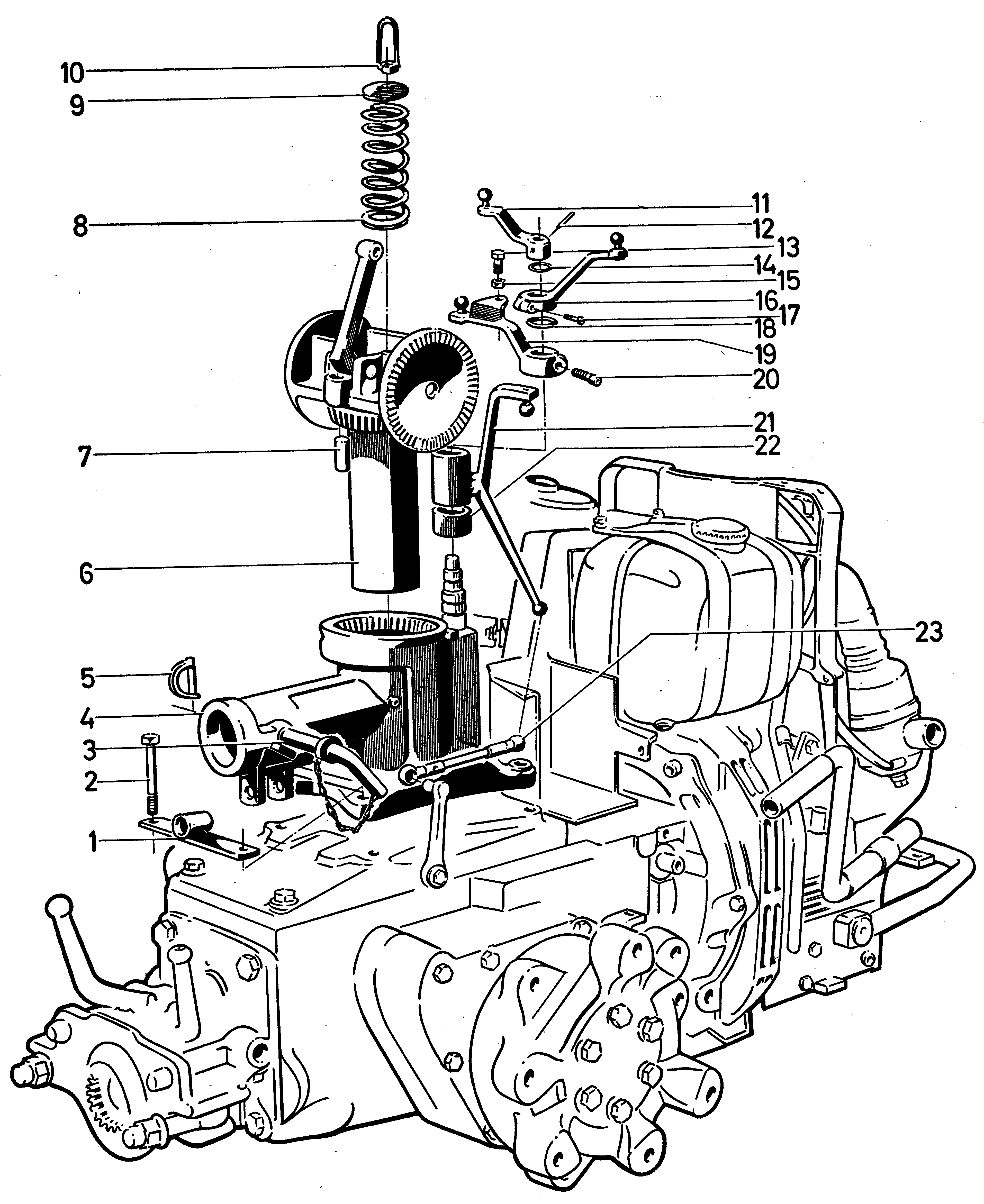 Aussenhebel, Lenkturm, für Maschine mit seitl. und in der Höhe verstellb.