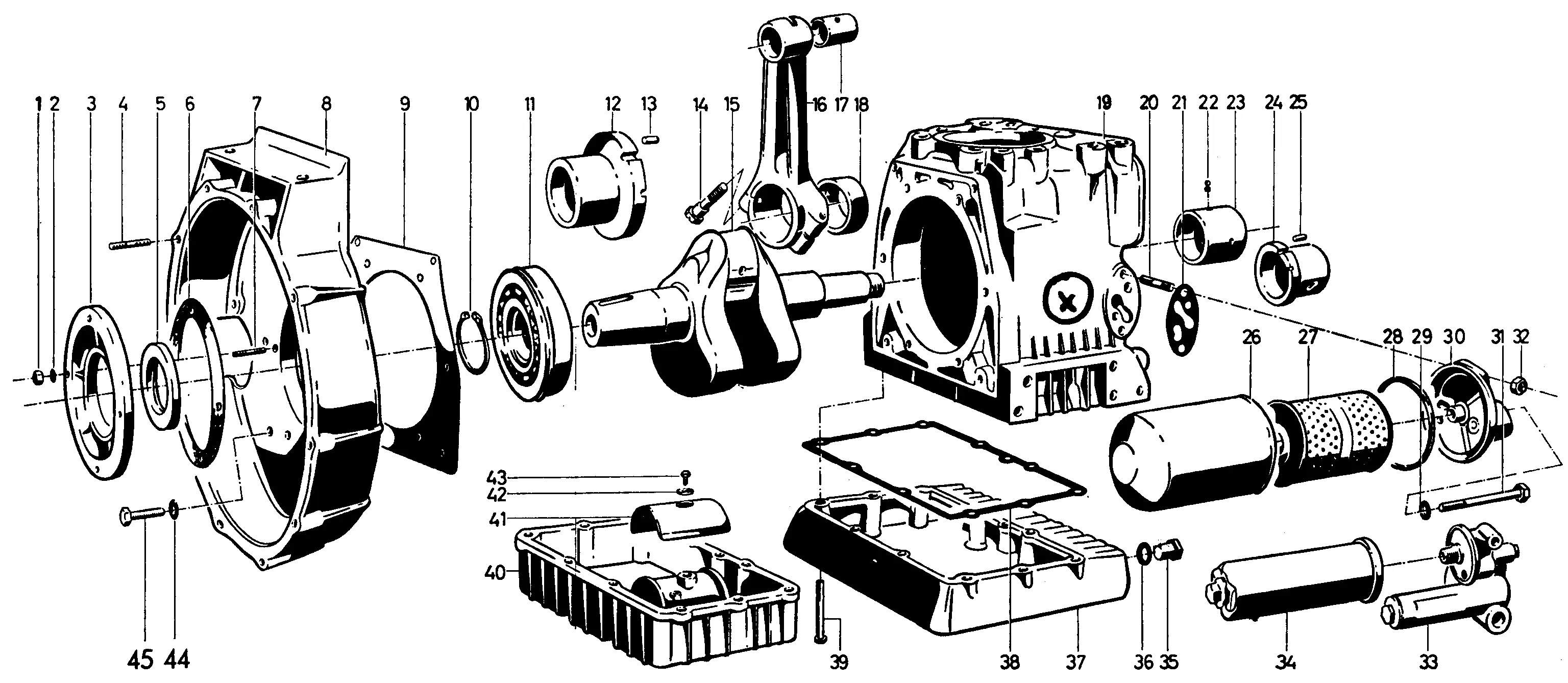 Crankcase, crank shaft