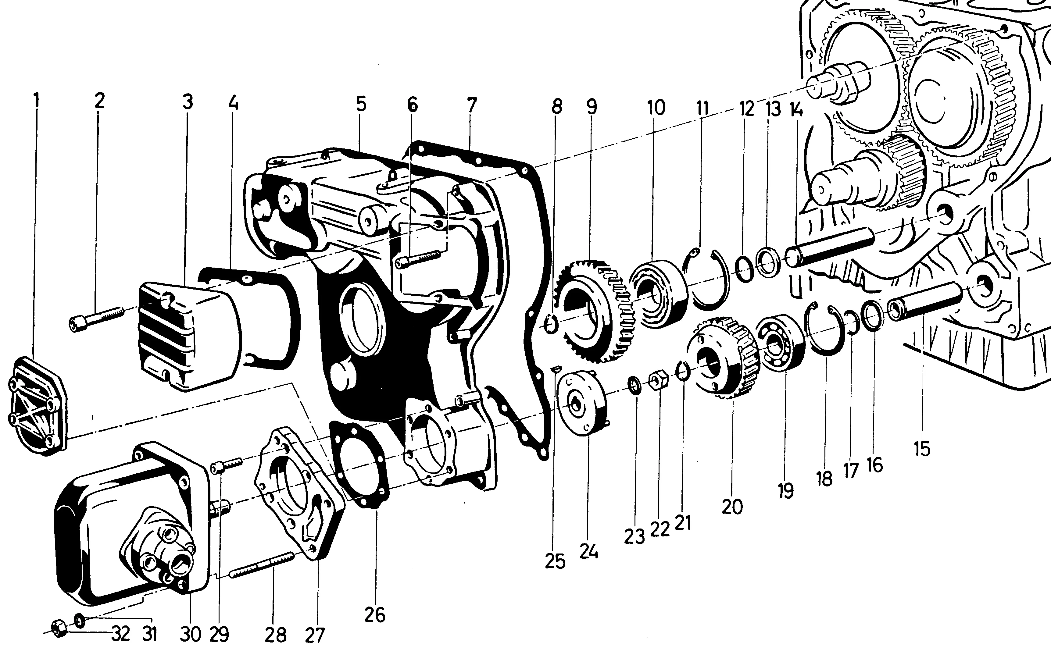 Hydraulic system oil pump drive