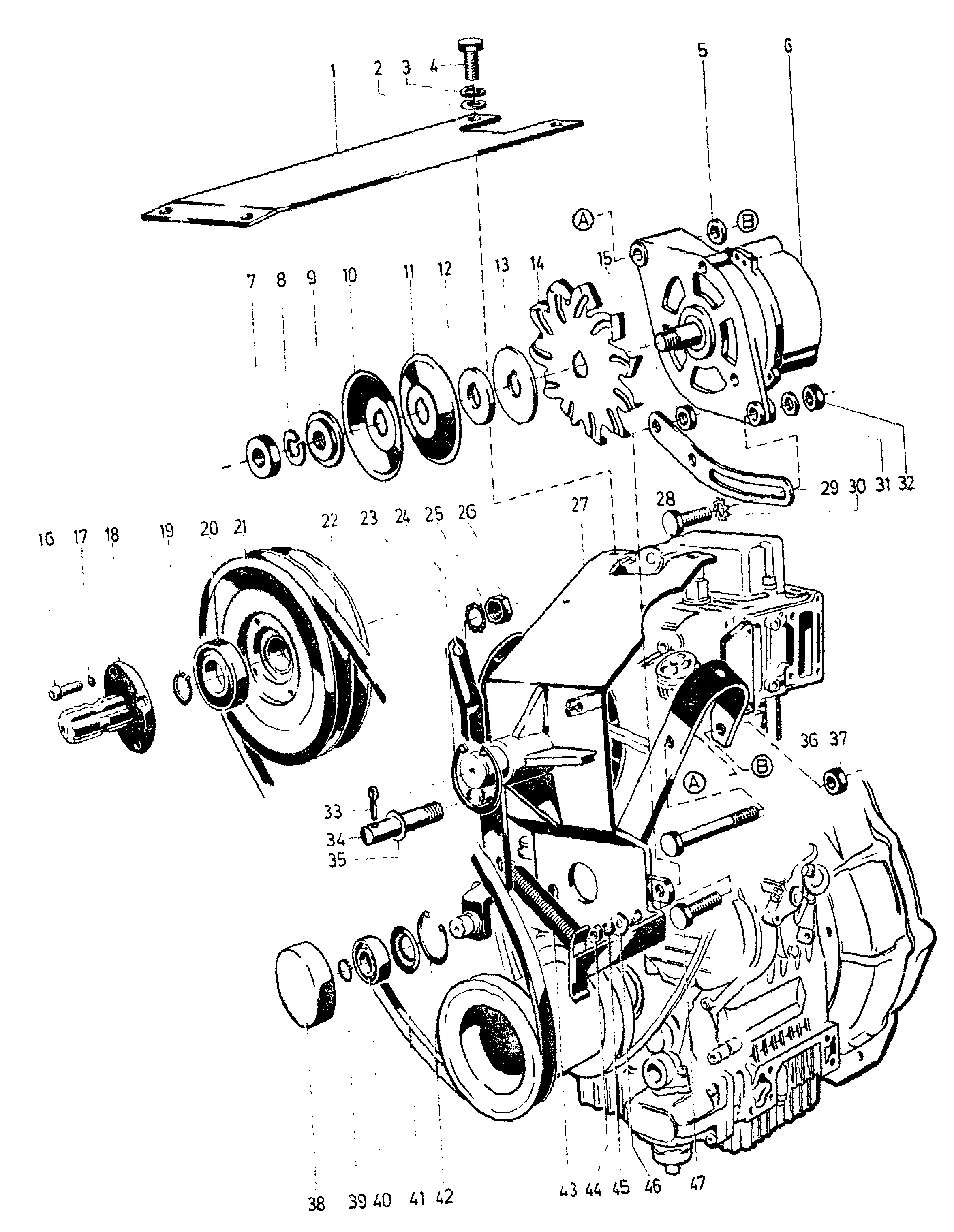 Support scaffolding, 1-cylinder engine CRD 100P