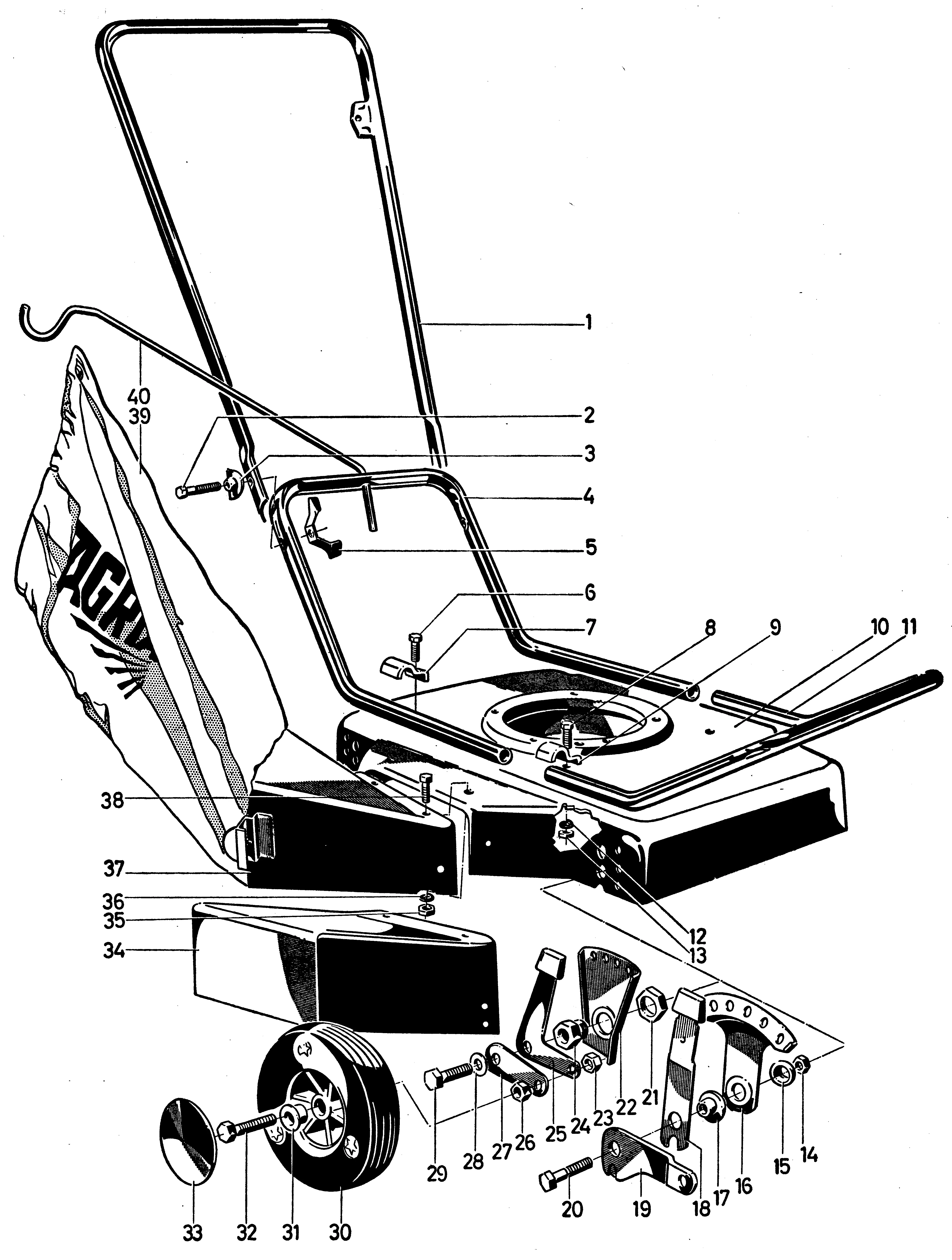 Kreismäher 1456 021, Fahrgestell, Grasfangsack 1429 011