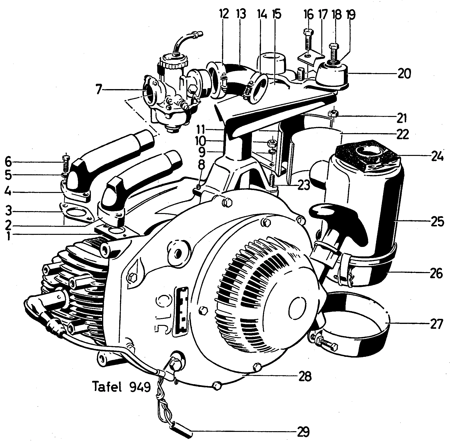 Oil bath air filter, lower arm, für Ausführung mit liegendem Zylinder