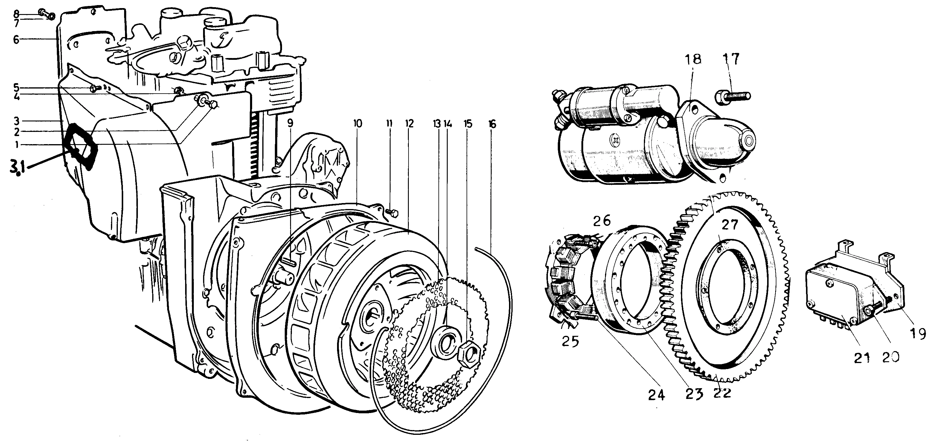 Schwungrad, Luftführung, Anlasser, Lichtmaschine