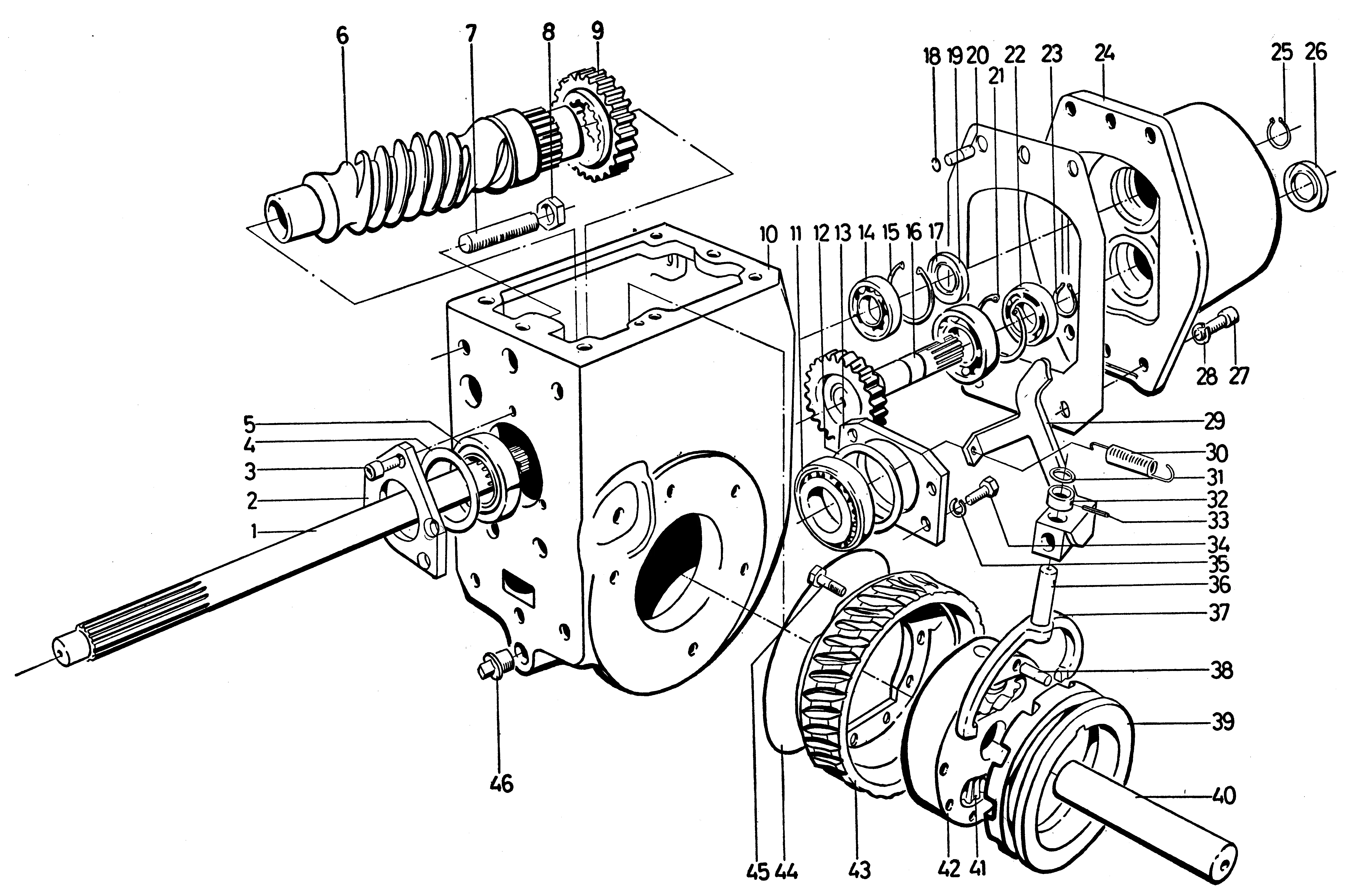 Schneckengetriebe vorn und hinten, 4-Gang