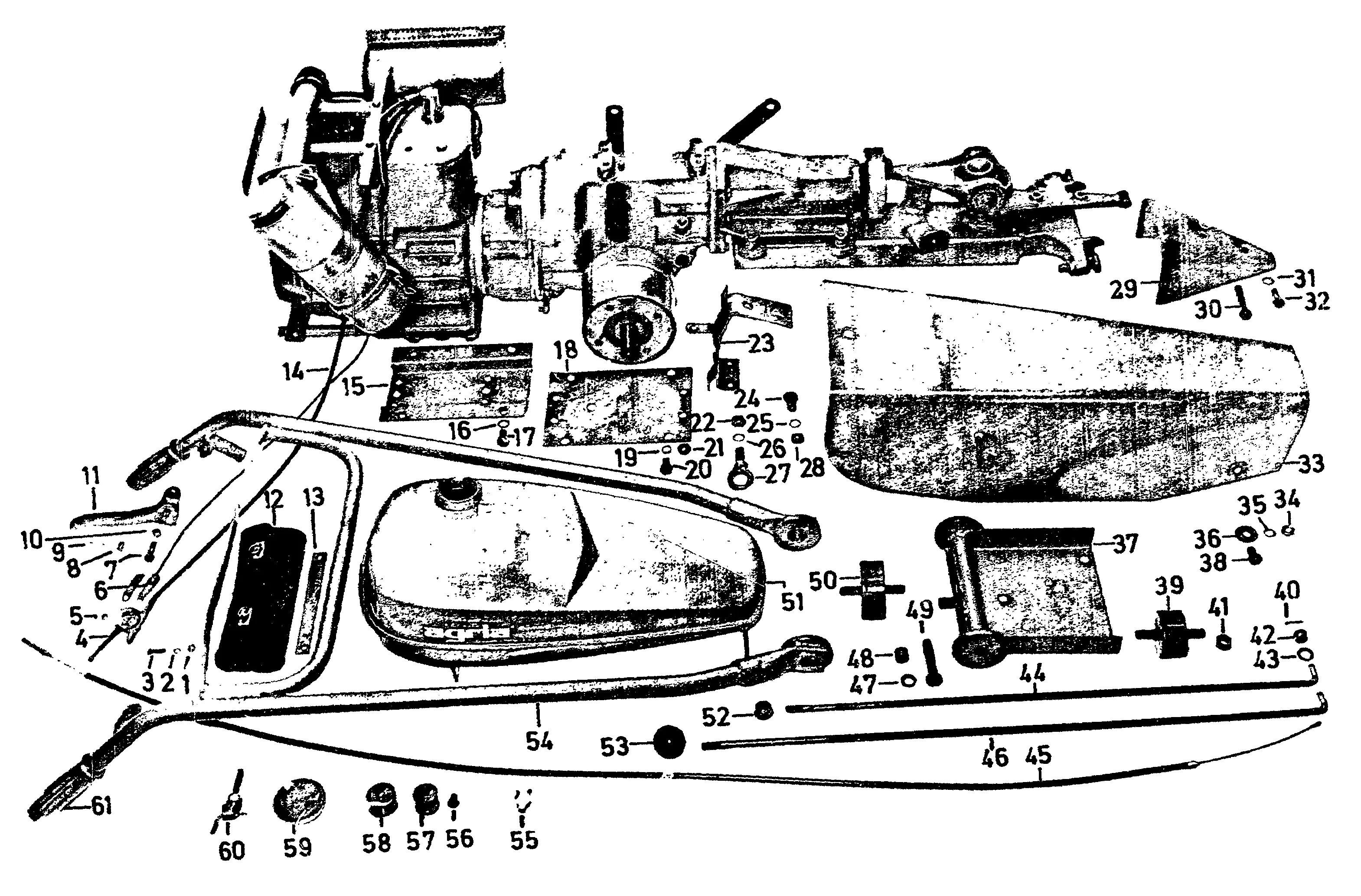 Lenker, Kraftstoffbehälter, Schaltstangen, Schutzh