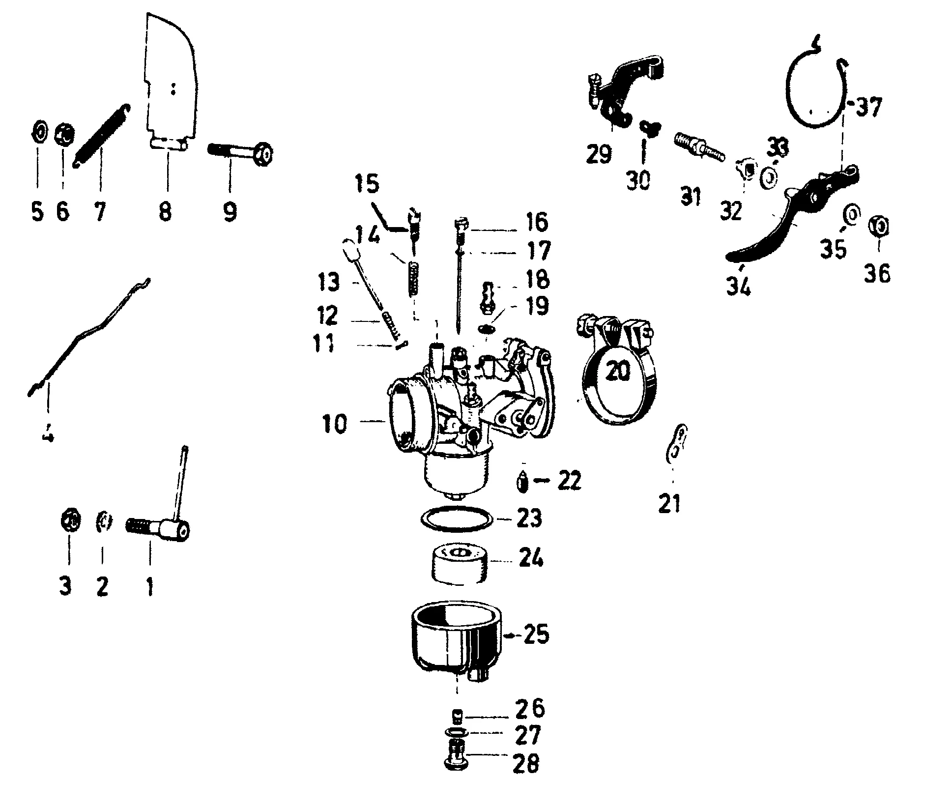 Carburetor 8 / 30 S 916, governor valves, Vergaser Drosselklappen