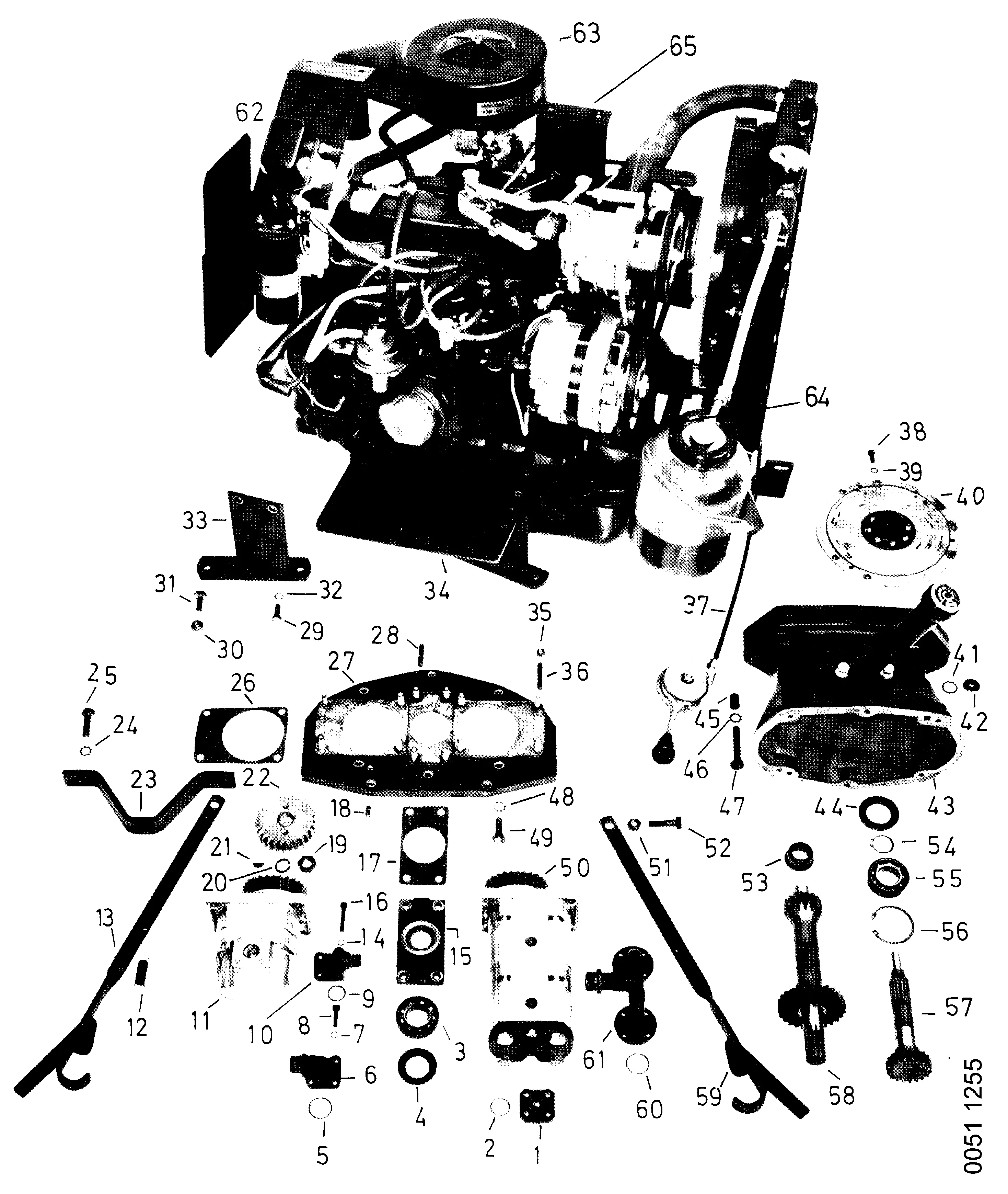 Moteur, boîte interm., pompes hydr. moteur 800-45