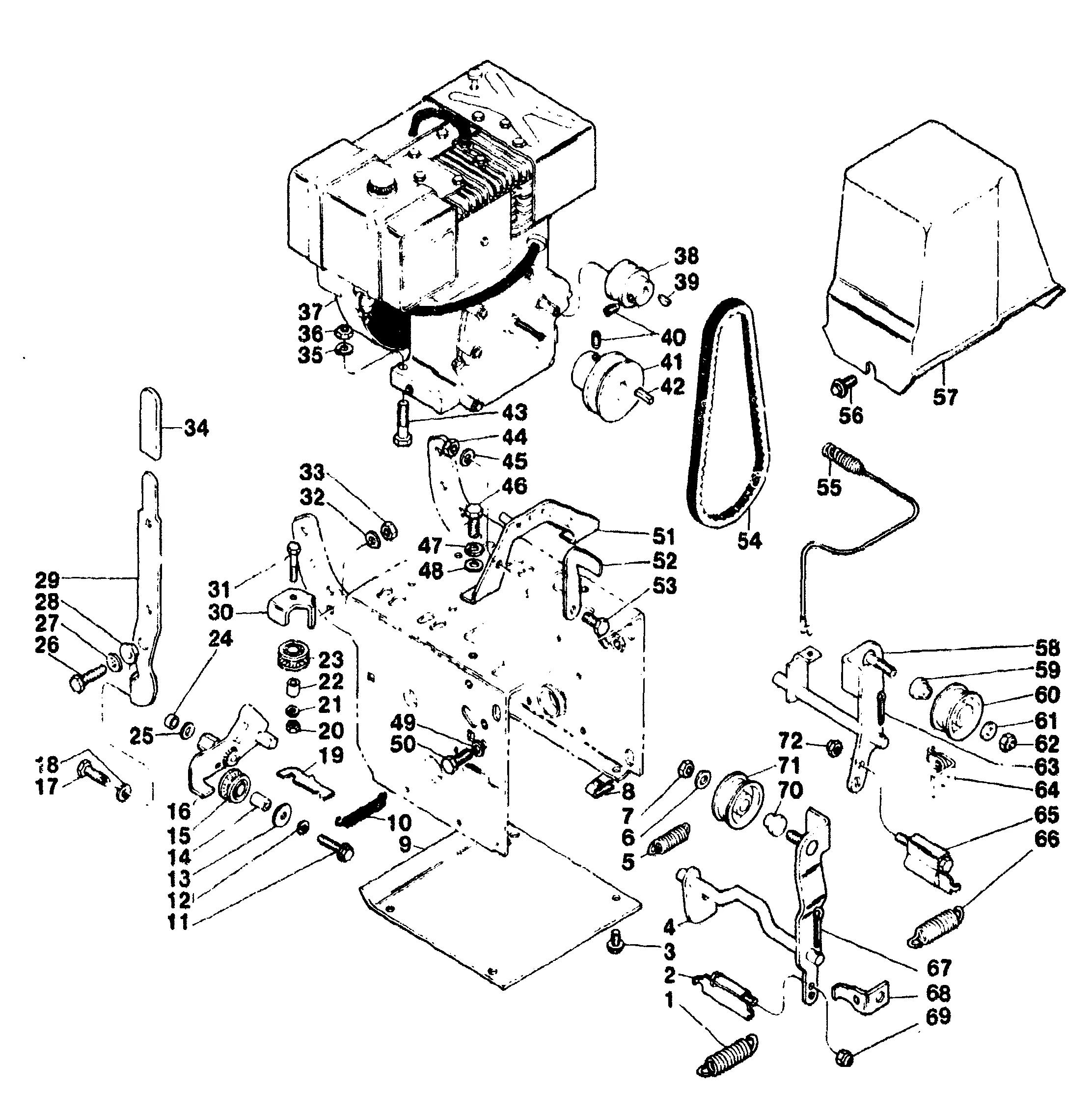 Engine, V-belt drive