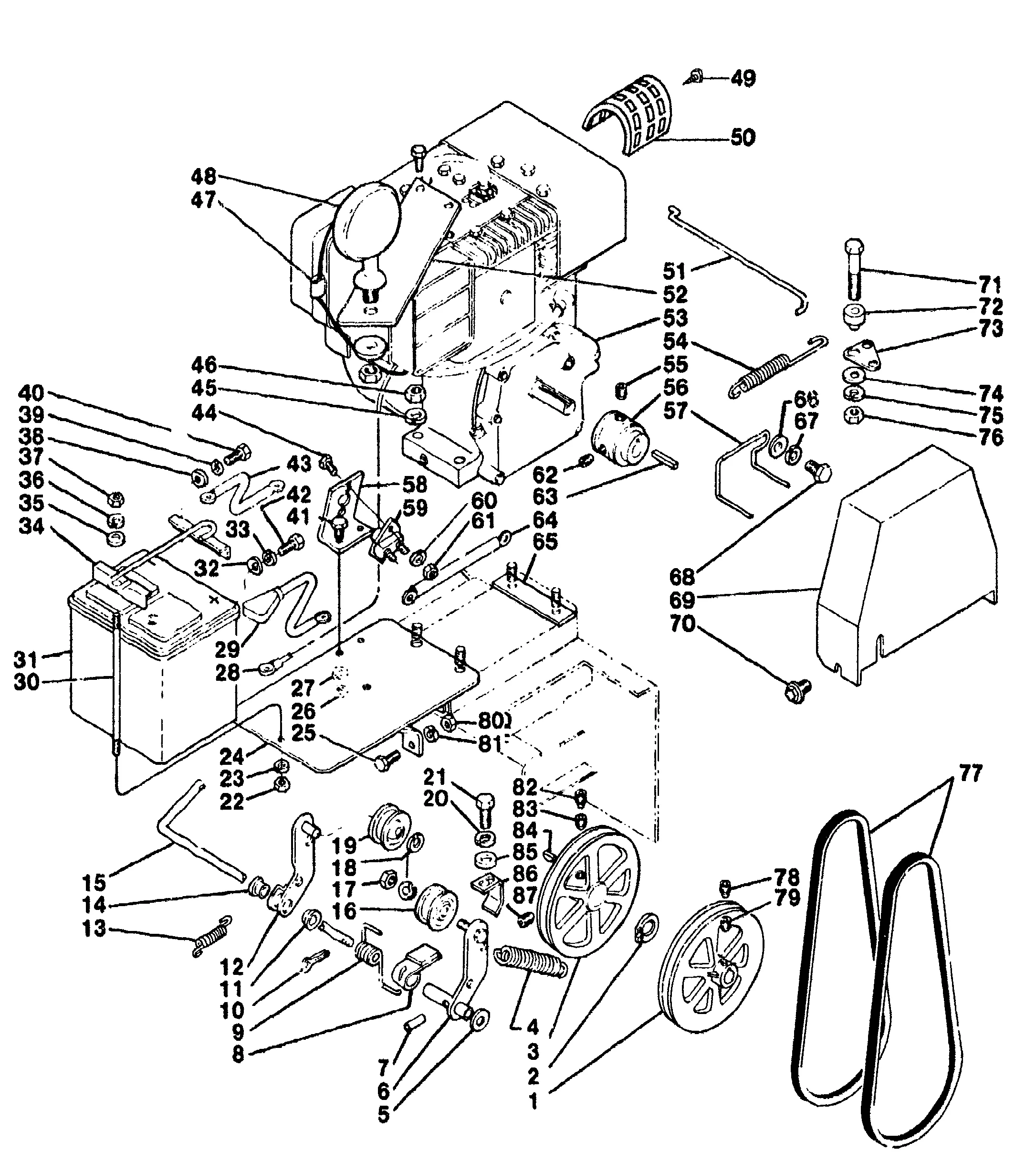 Engine, V-belt drive