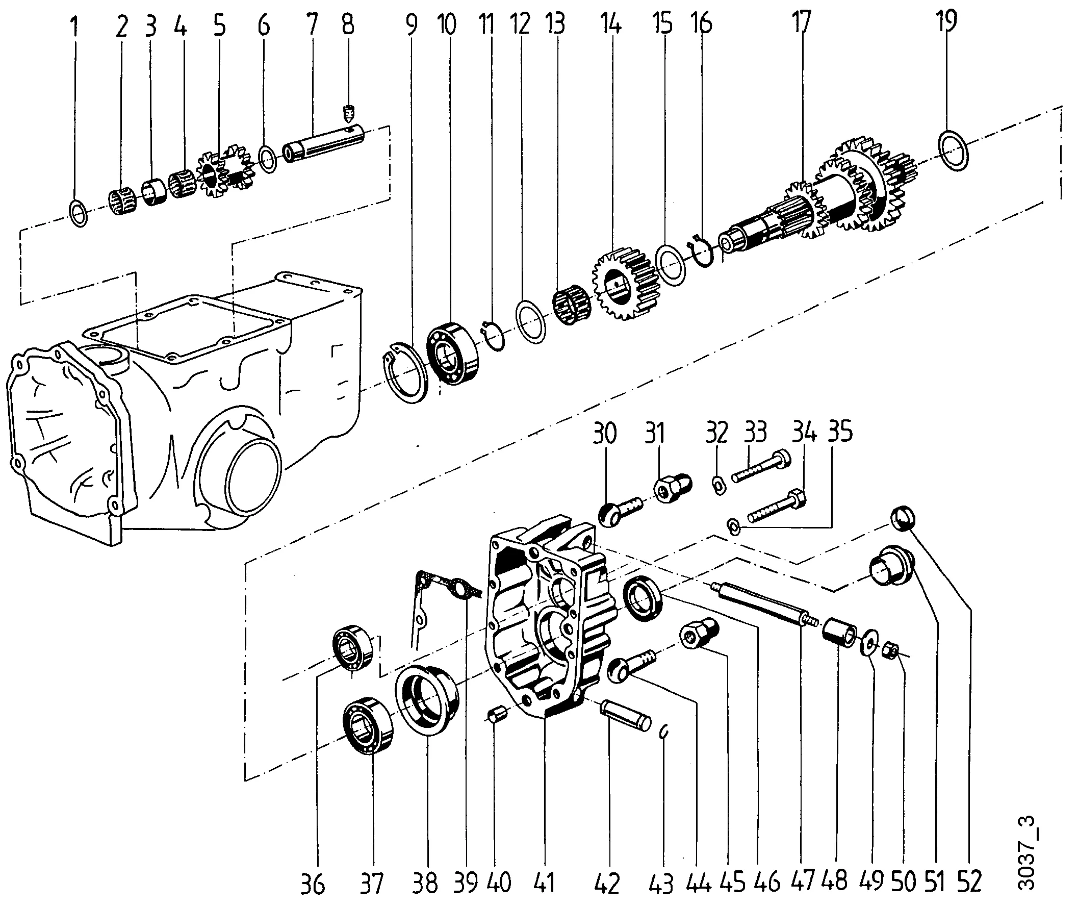 Arbre à pignon, pièce arrière, 3 rapports
