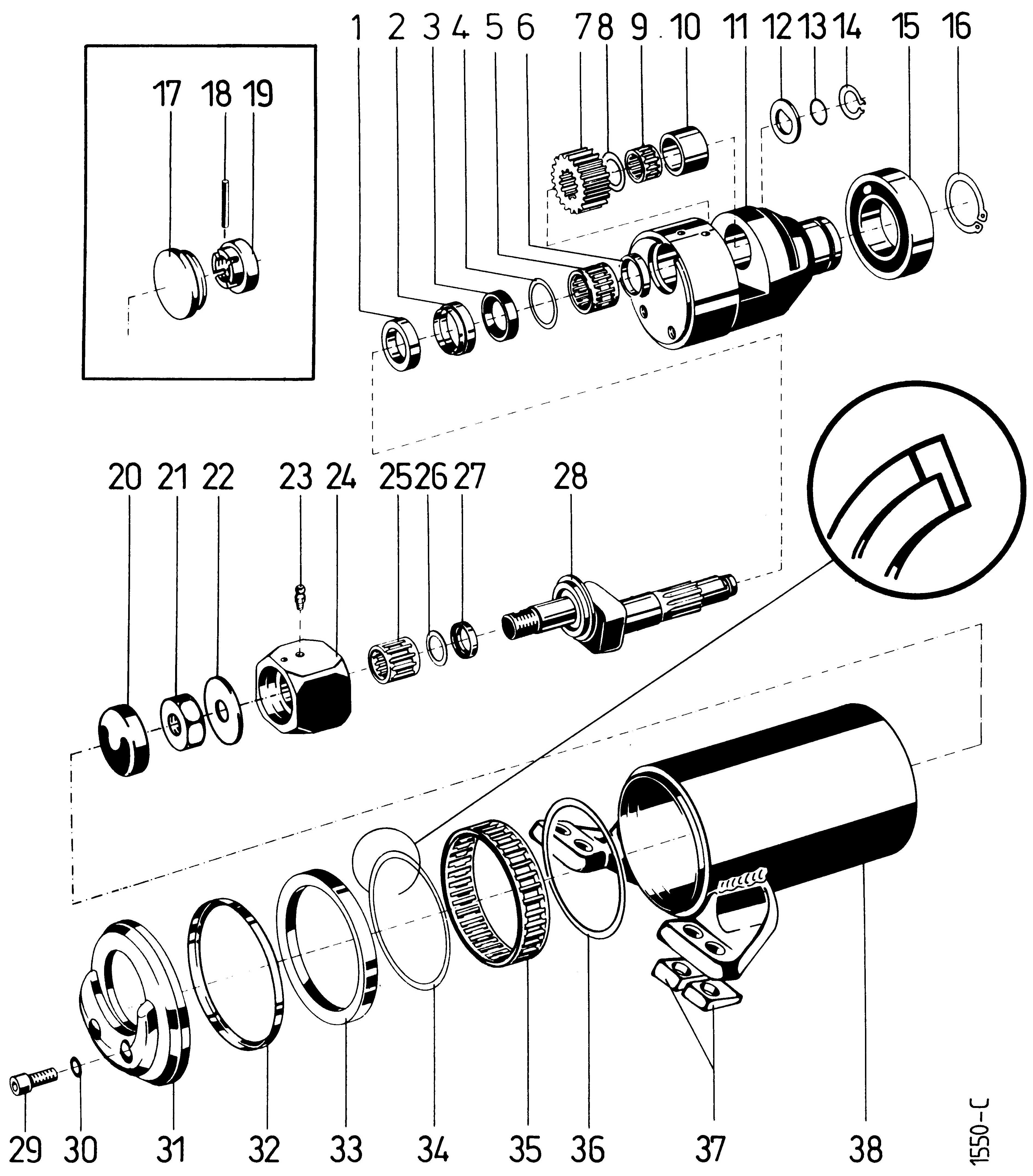 Planetenmähtriebwerk, Messerkurbeltrieb 3446 021