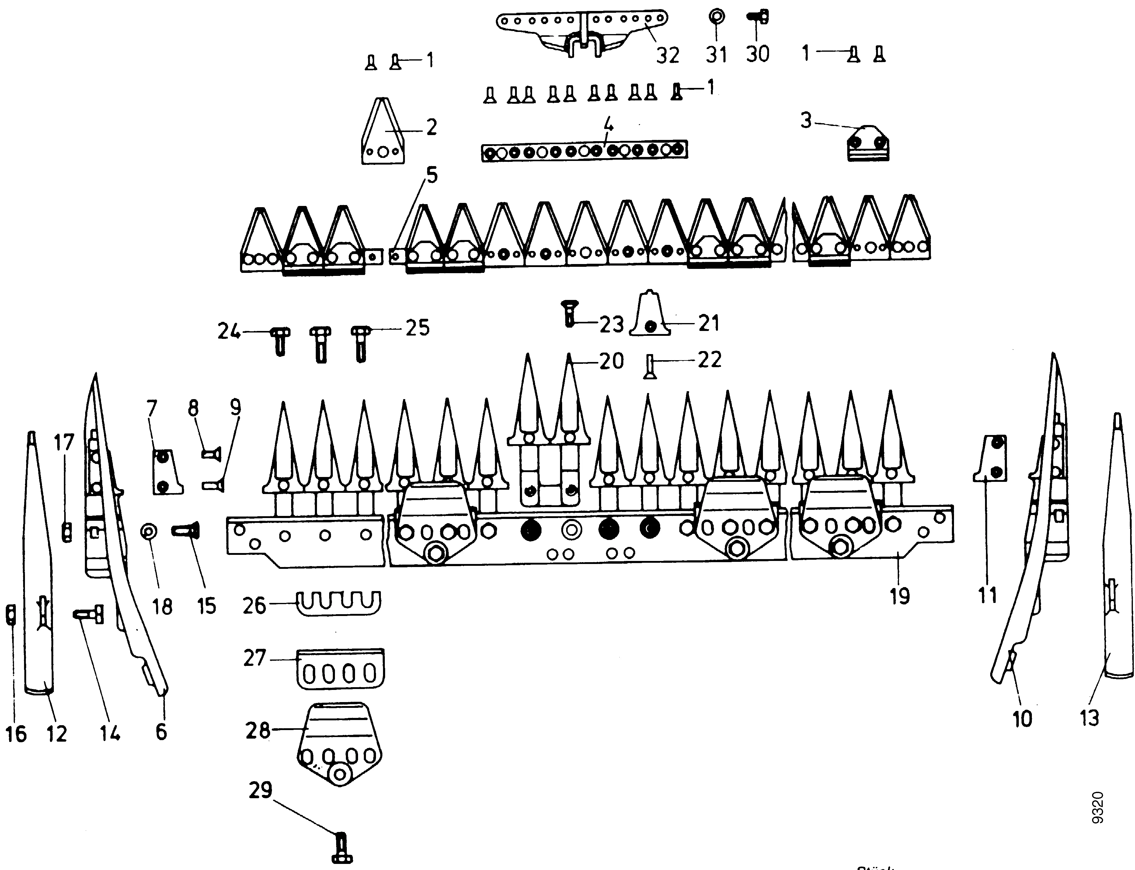 Cutter bar medium-cut fingers 1,00 m 5347 051