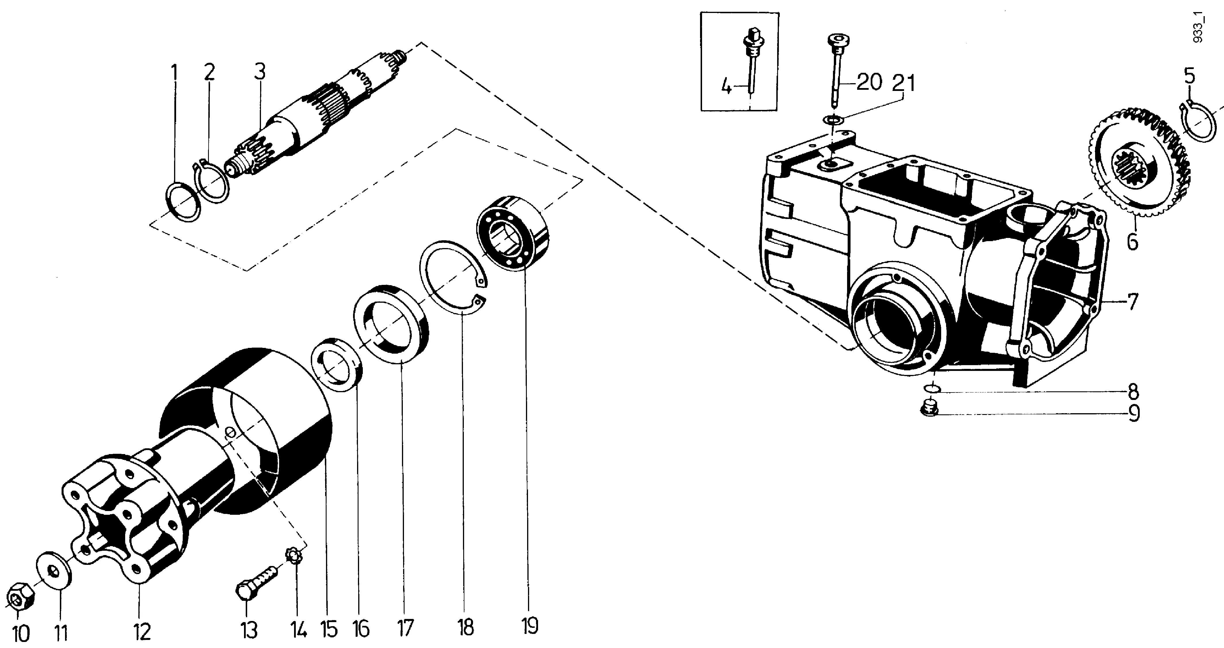 Getriebegehäuse, Radantrieb - starre Radwelle, Directional brake clutch