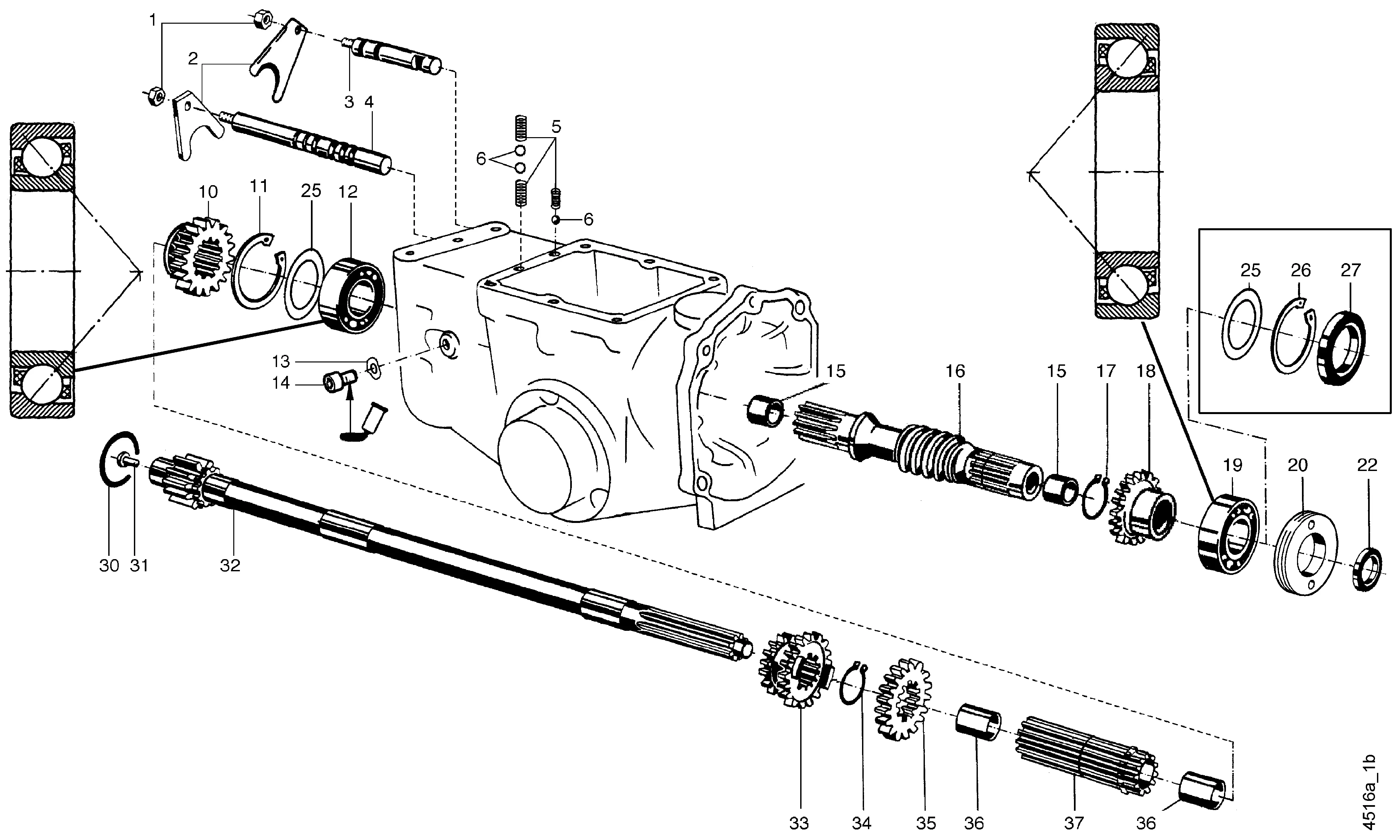 Arbre principal, arbre de vis sans fin, arbre creux; version 2-vitesses, frein