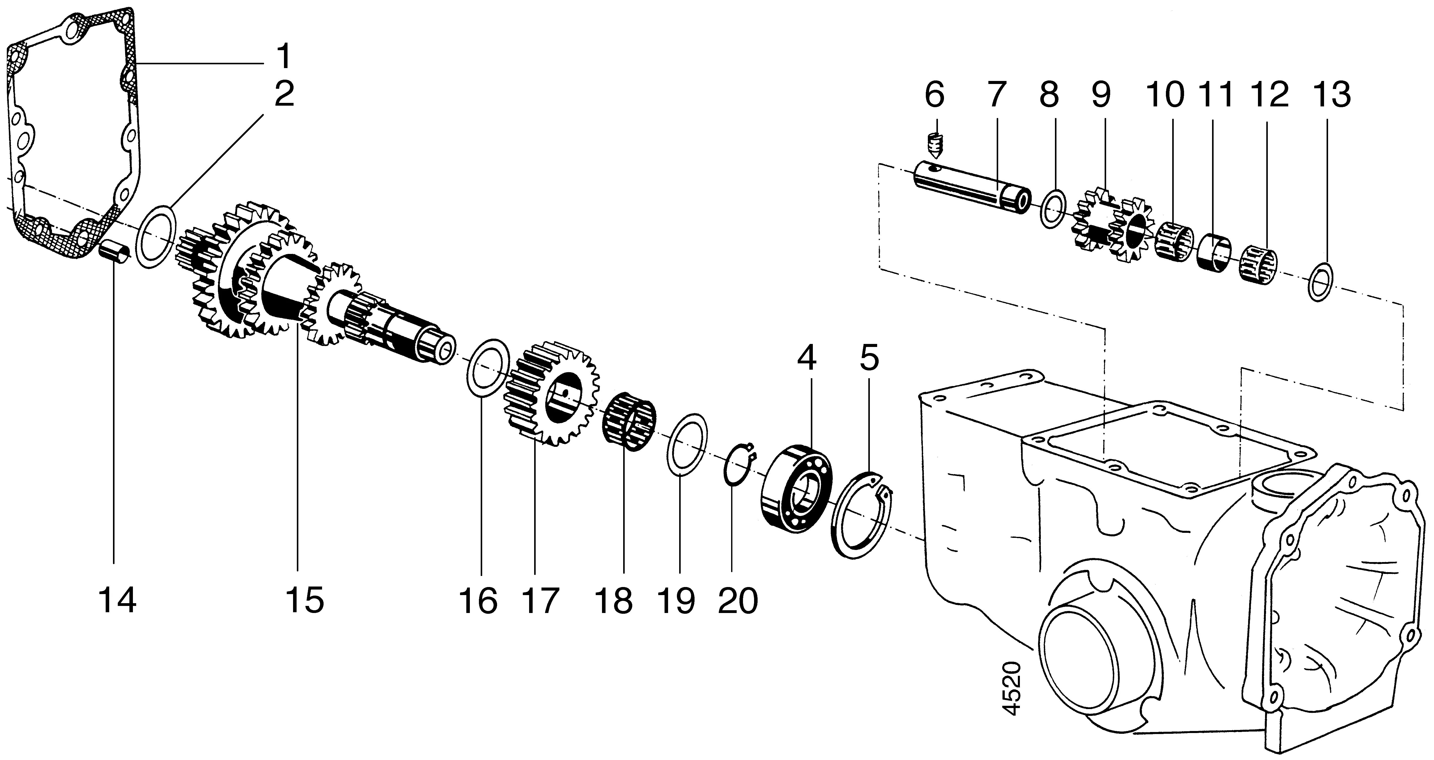 Zahnradwelle, Schaltgetriebe; 2-Gang