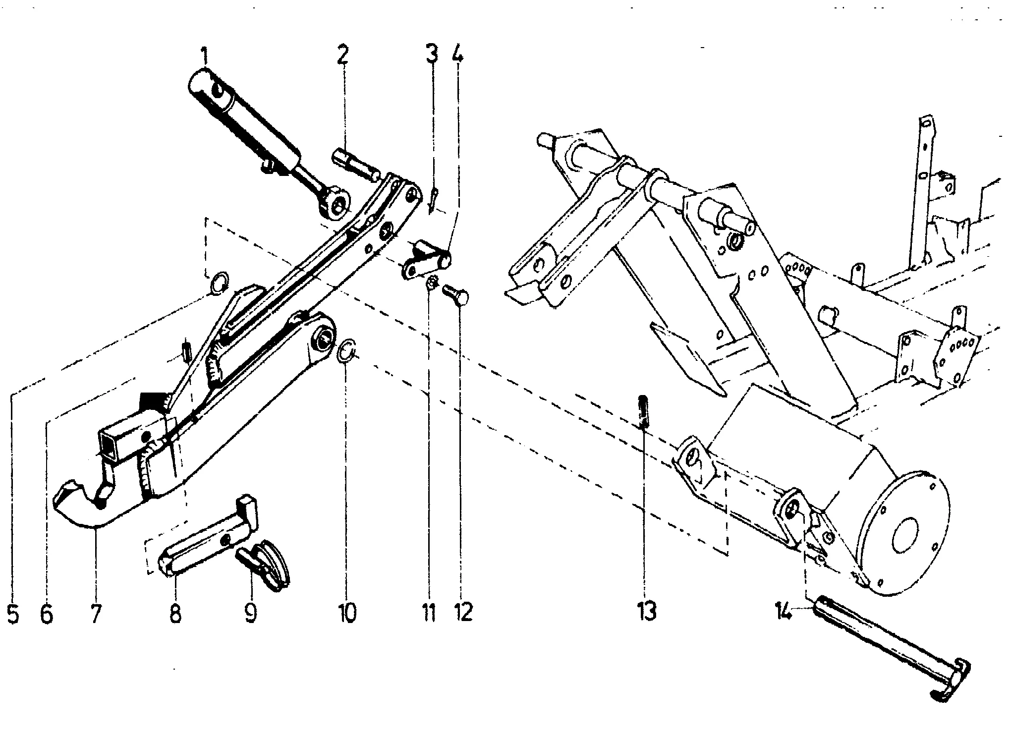 Lifting arms, hydraulic cylinder