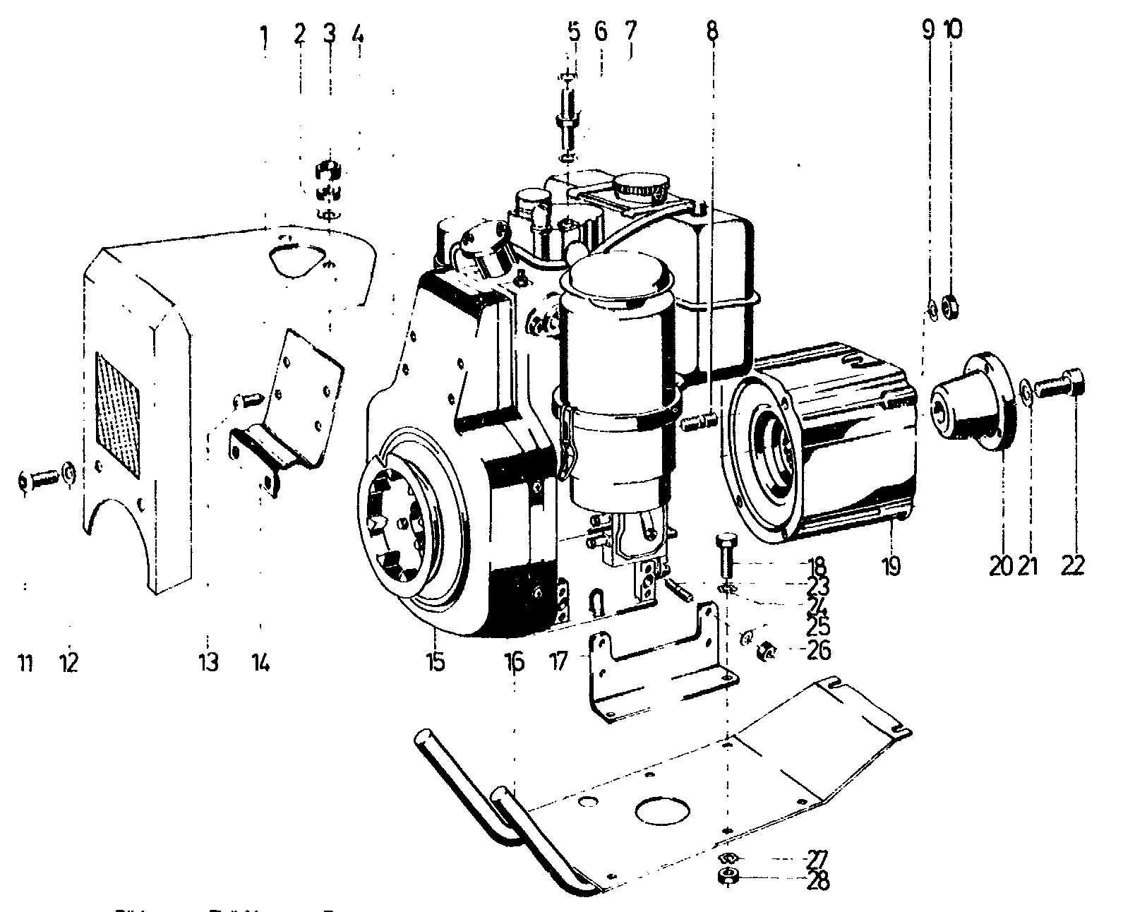 Anbauteile Motor Lombardini 6LD360, Seilstart
