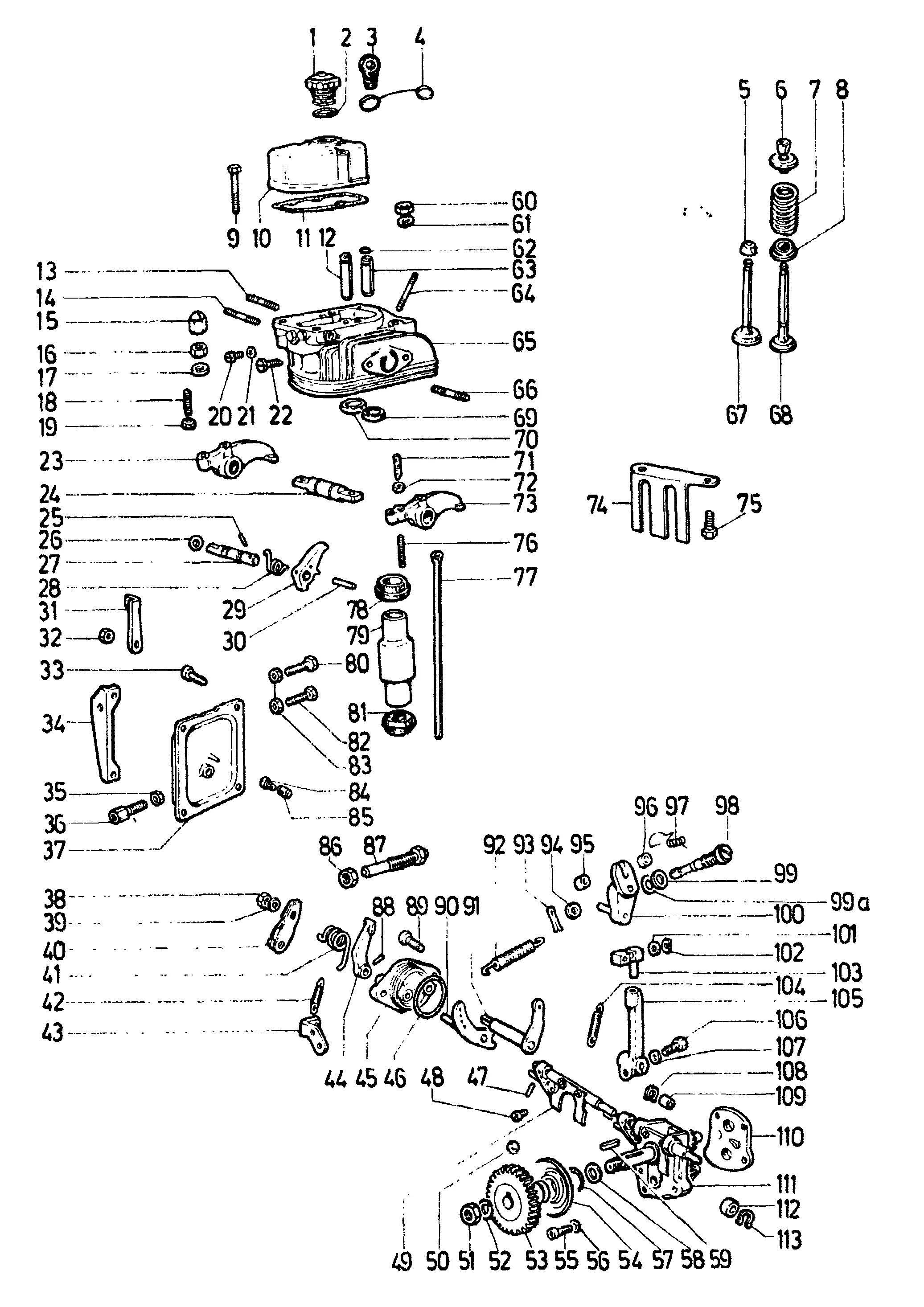 Culasse, valves, régulateur de régime