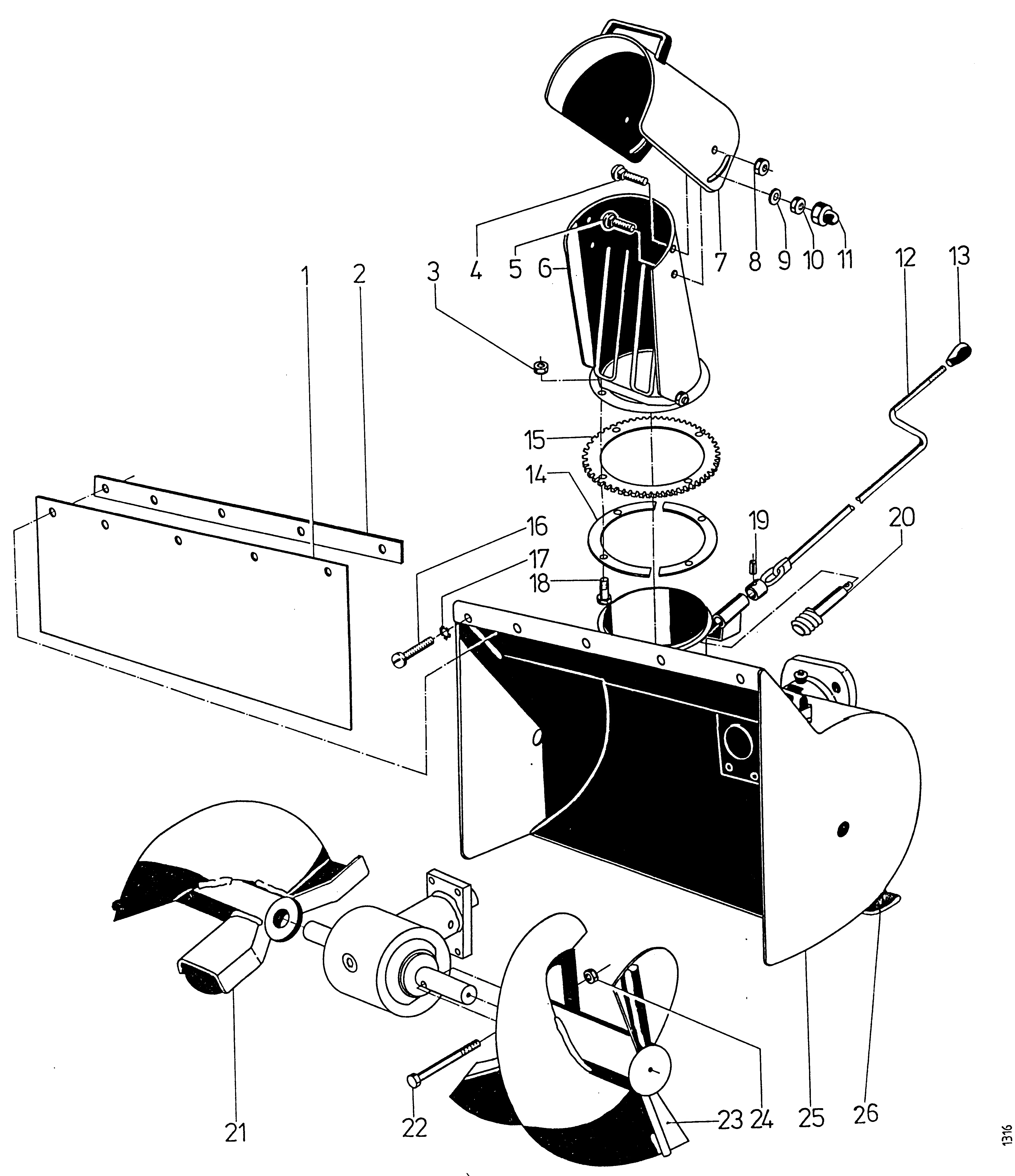Anbau-Schneefräse 3495 111, Fräsgehäuse, Förderschnecke