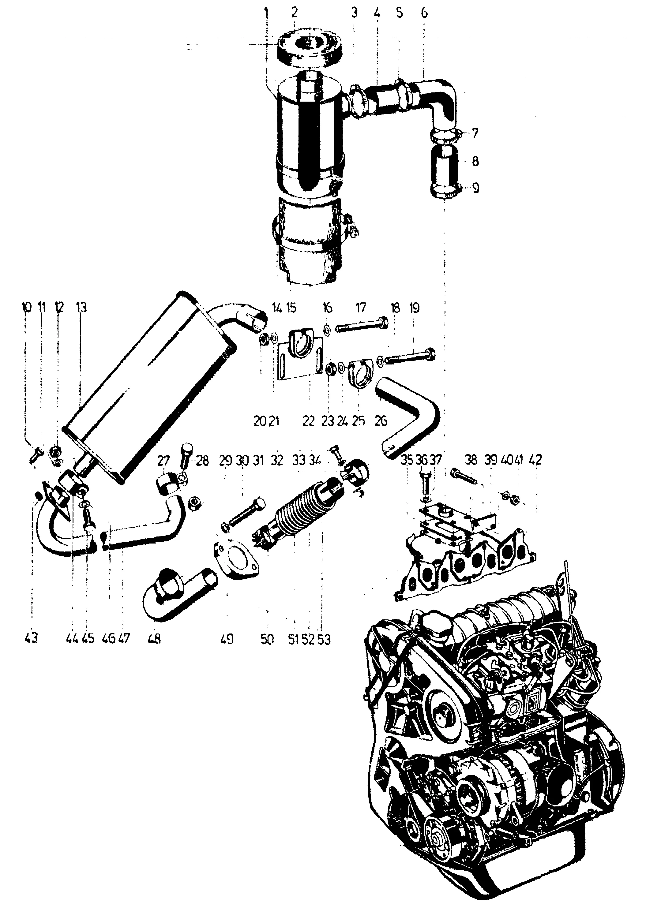 Exhaust, air cleaner system