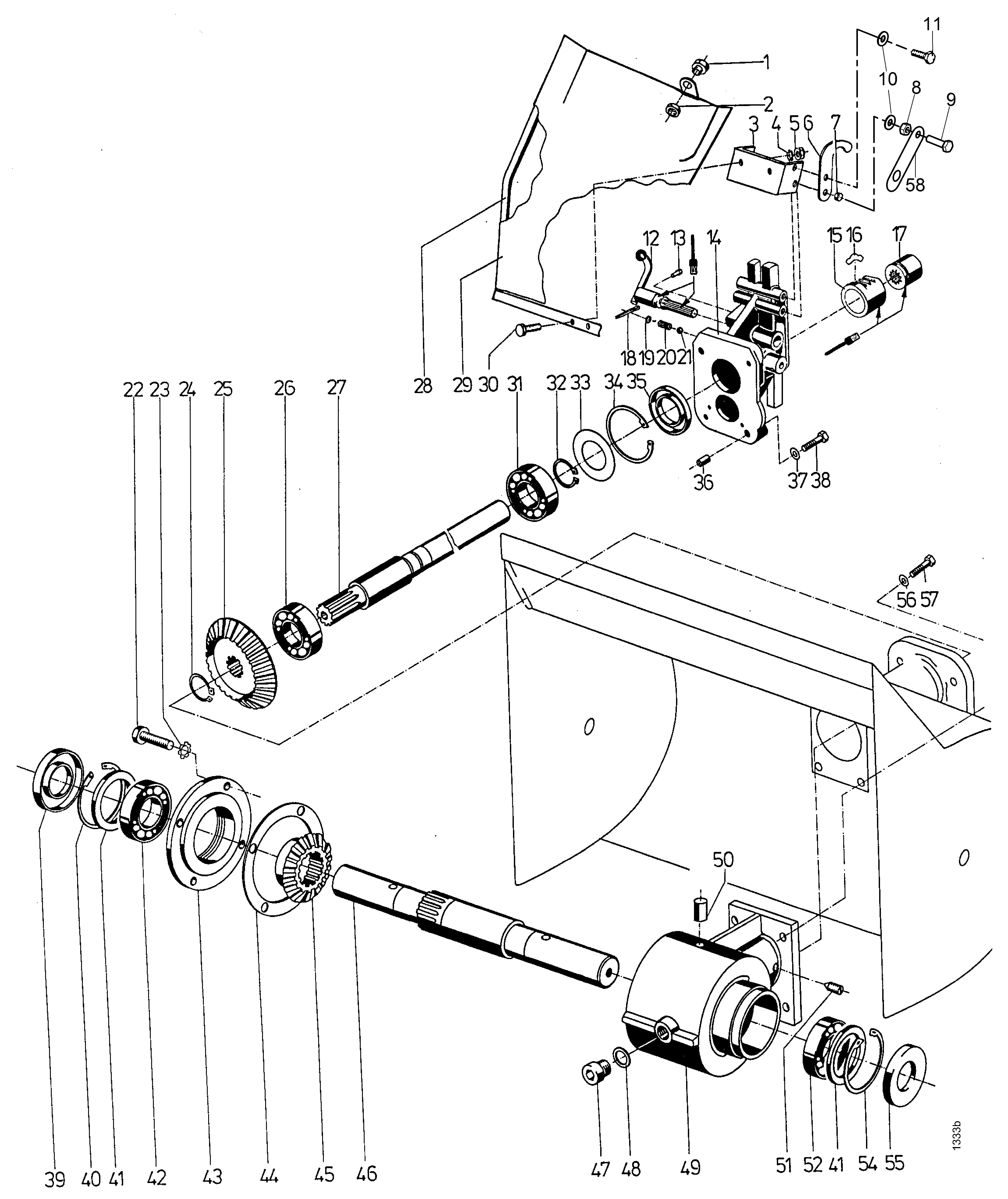 Anbau-Schneefräse 3495 111, Fräsgetriebe, Anschlussflansch