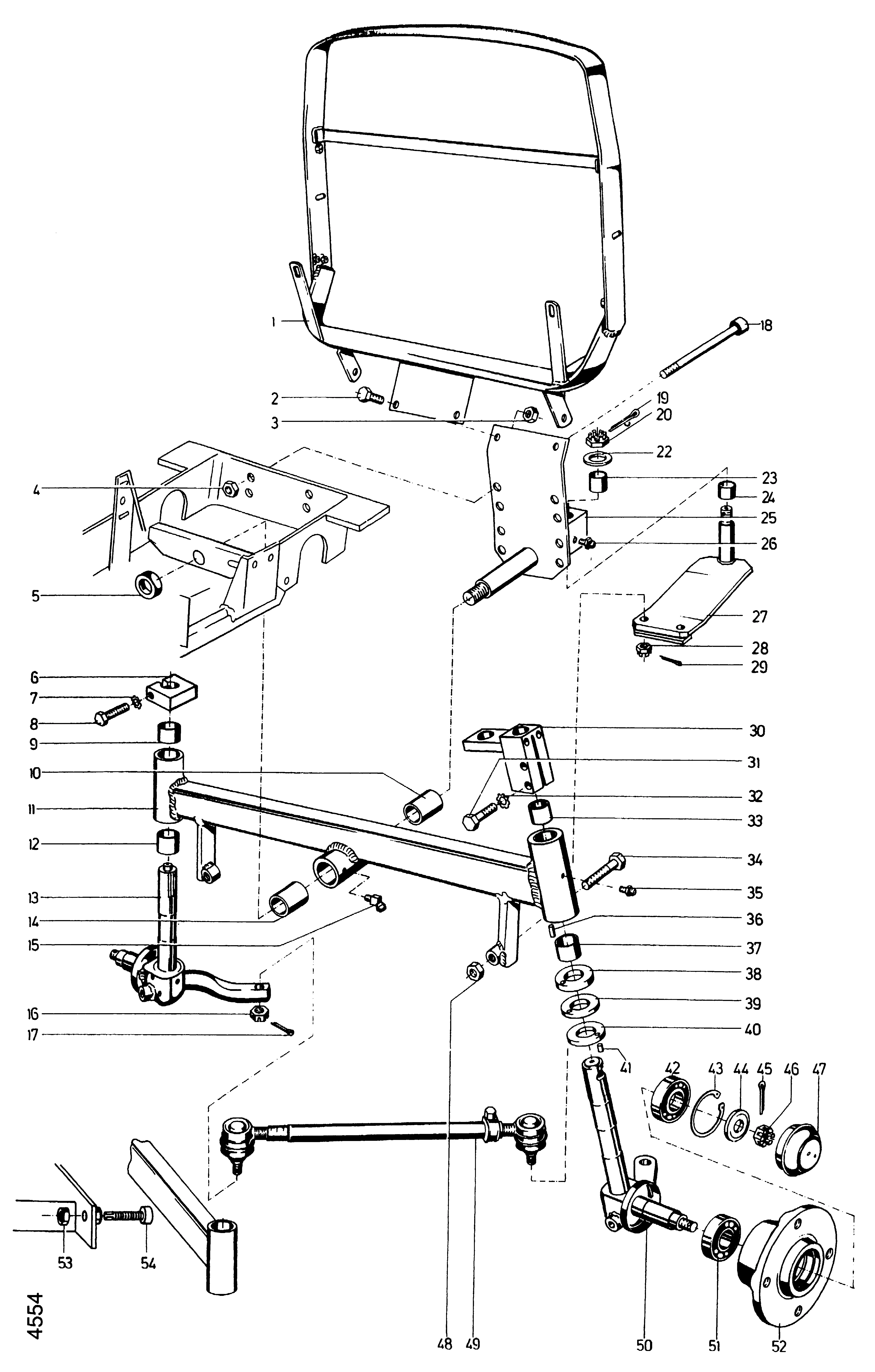 Essieu arrière, bati d'appui de cart; hydraulik