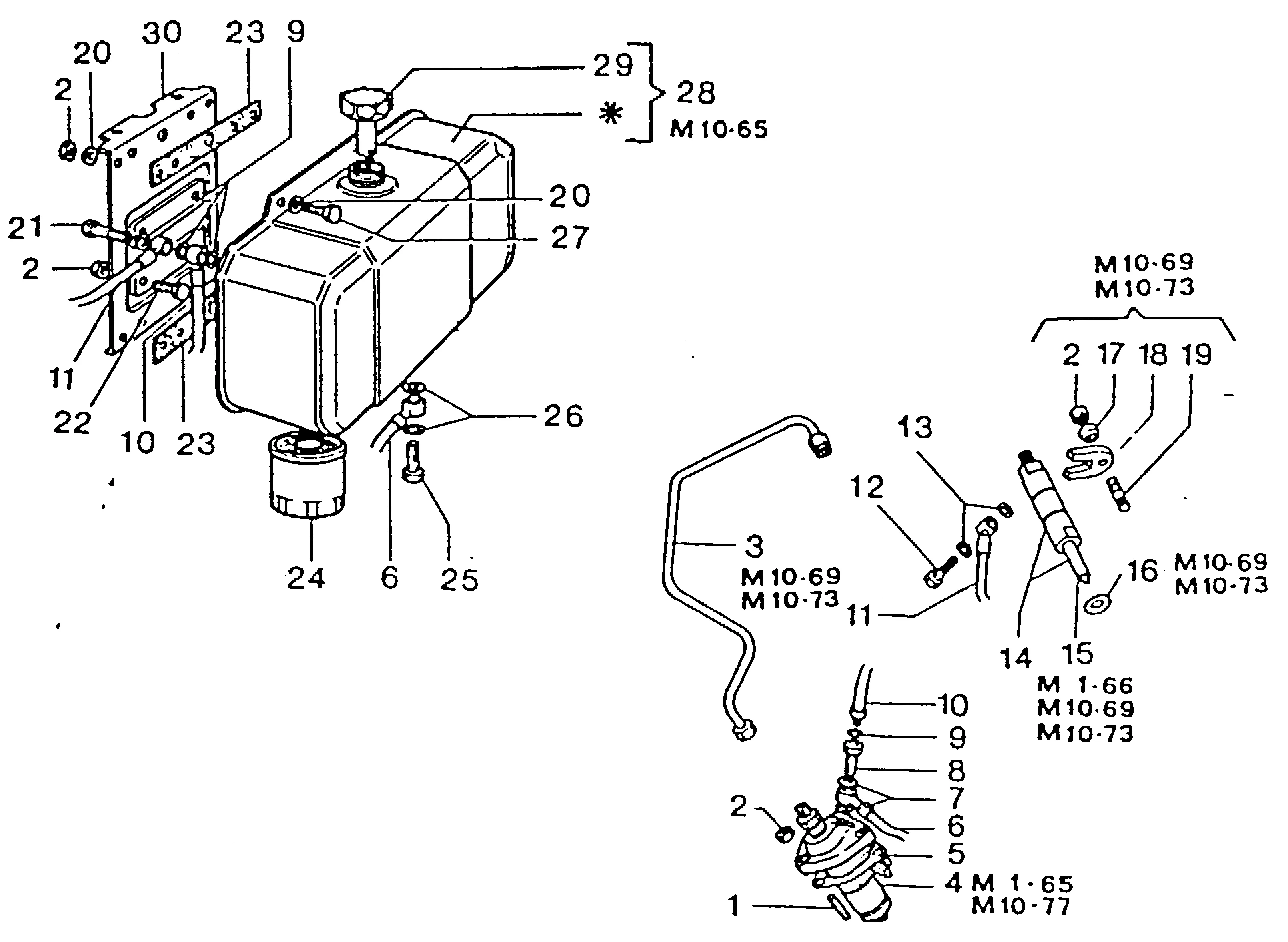 Kraftstoffbehälter, Einspritzpumpe