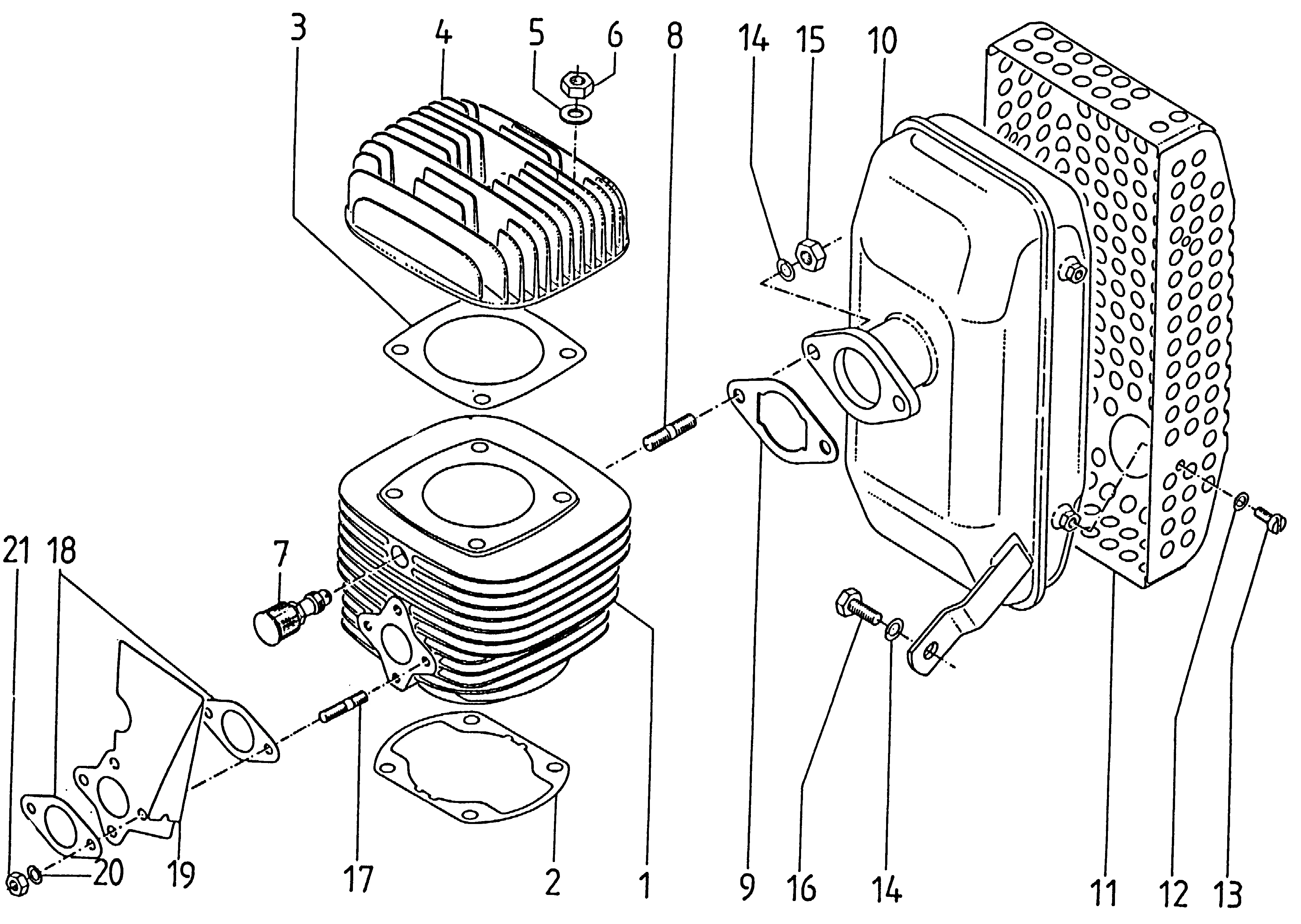 Zylinder, Zylinderkopf, Auspufftopf