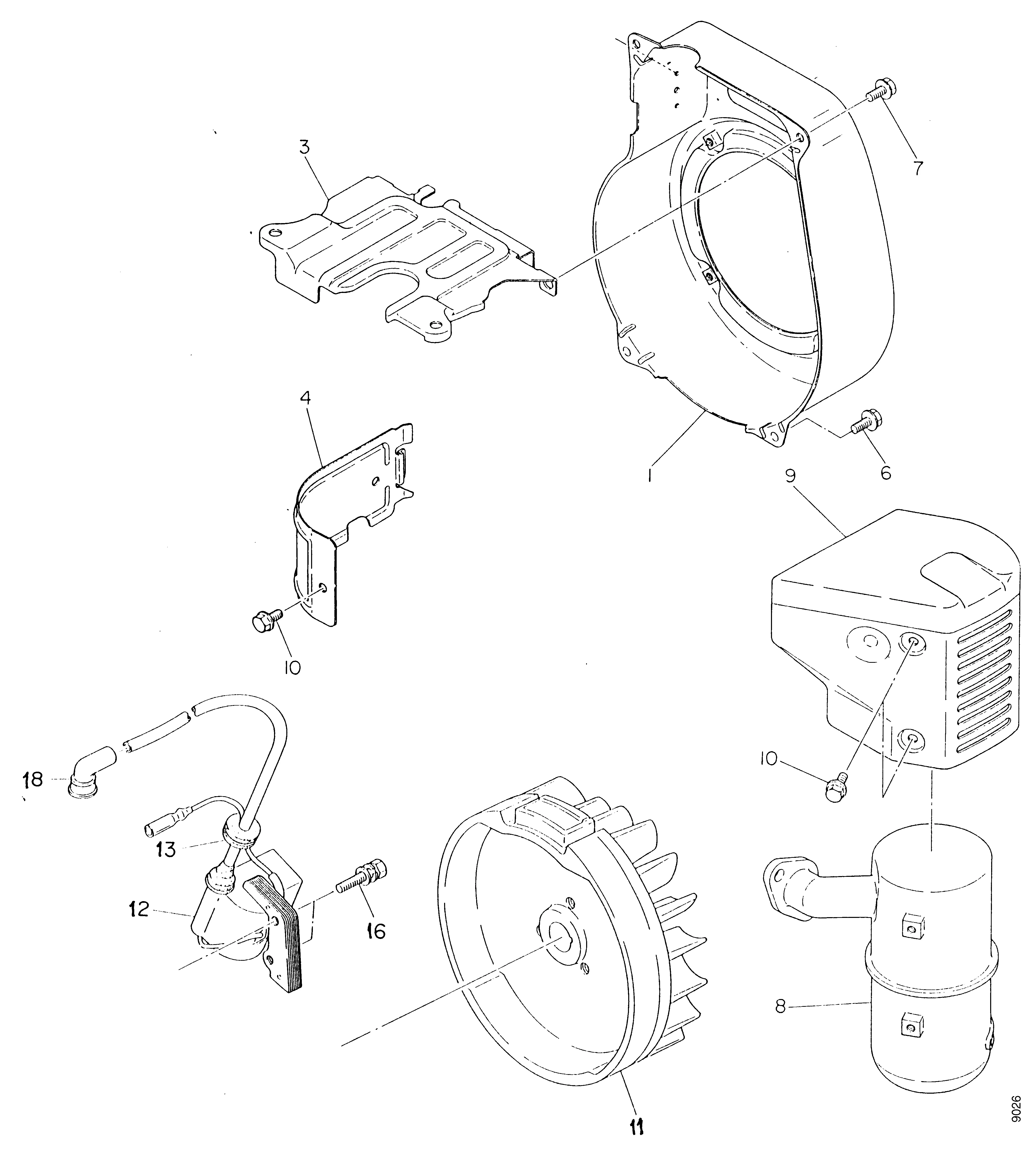 Lüftergehäuse, Zündanlage, Auspuff