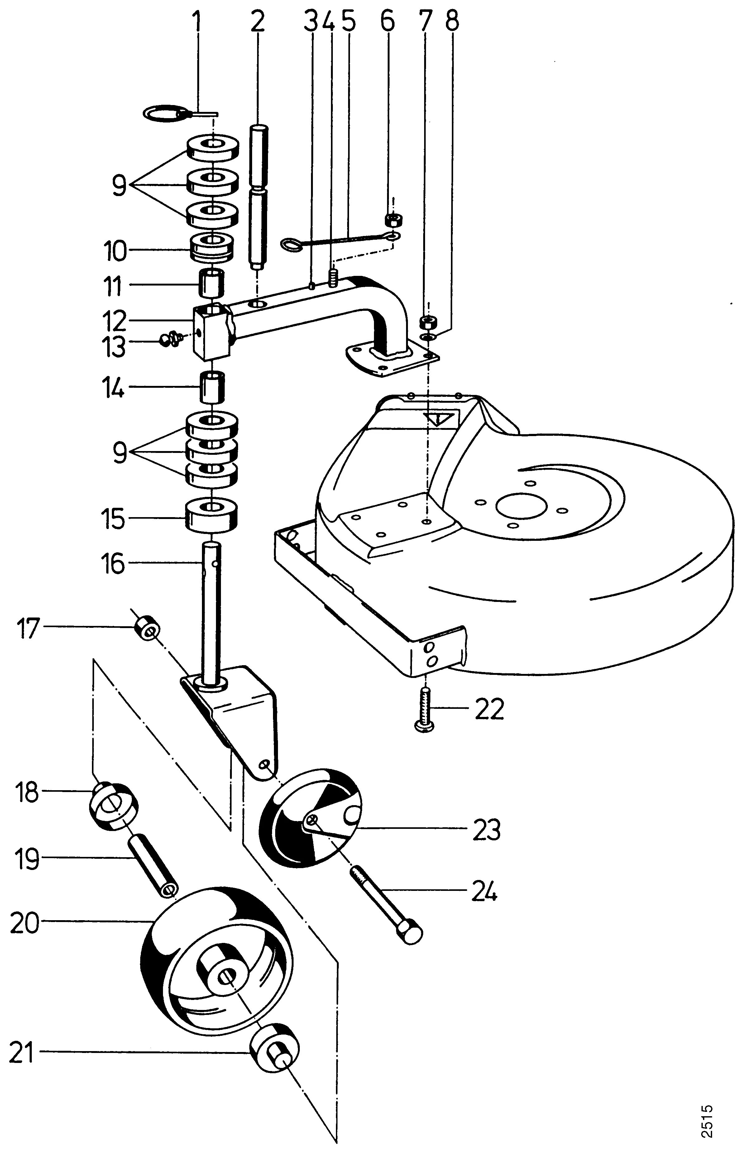 Anbau-Sichelmäher, Front wheel
