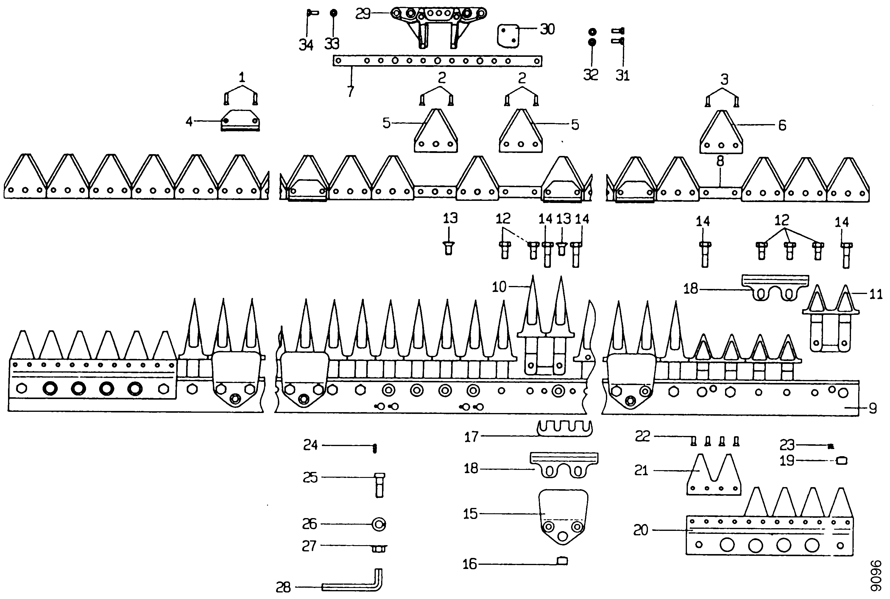 Mähbalken, Finger Mittelschnitt, Freischnitt 3447