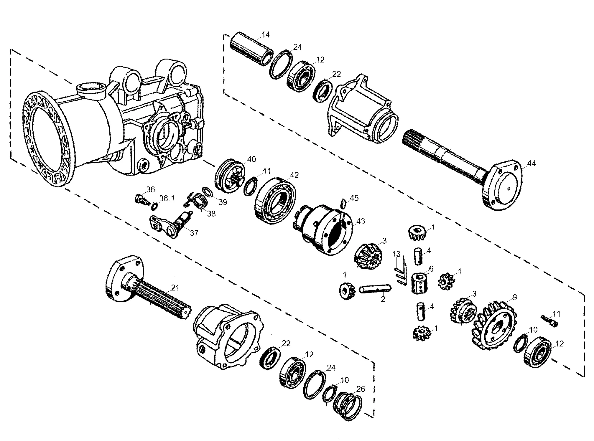 Radgetriebe, Differenzial, Bremse