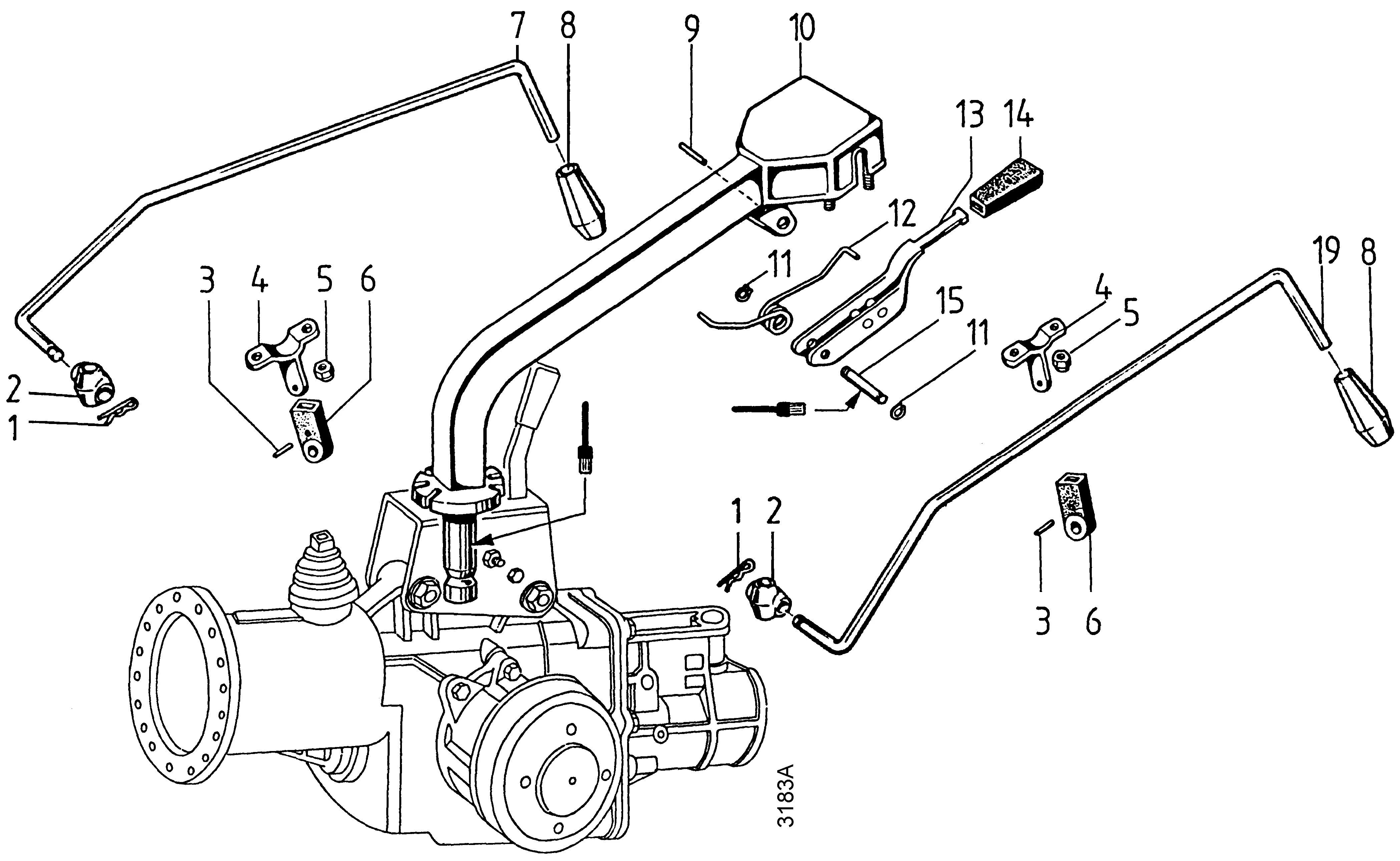 Lower steering arm, shifting linkage