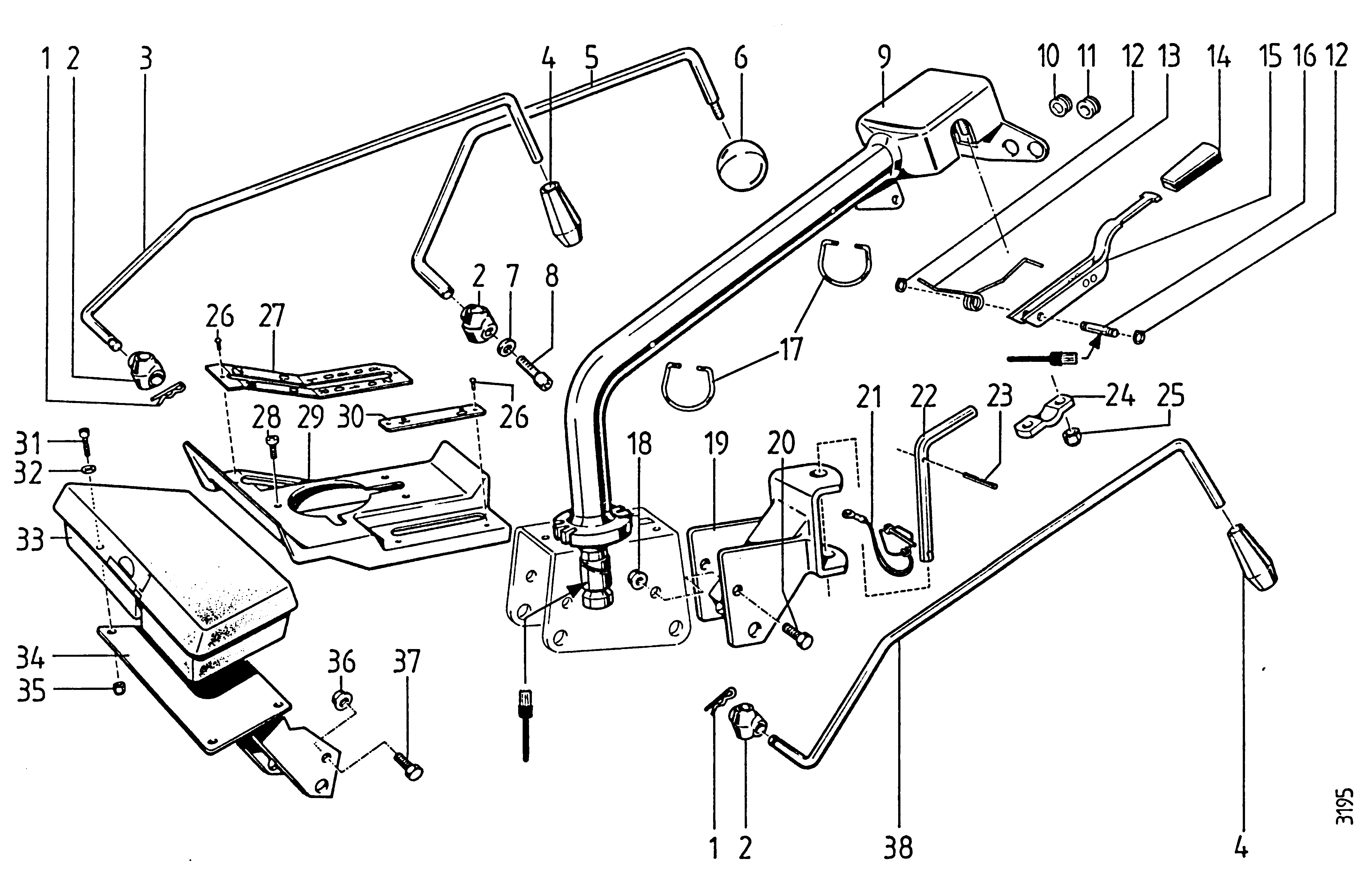 Lower steering arm, shifting linkage