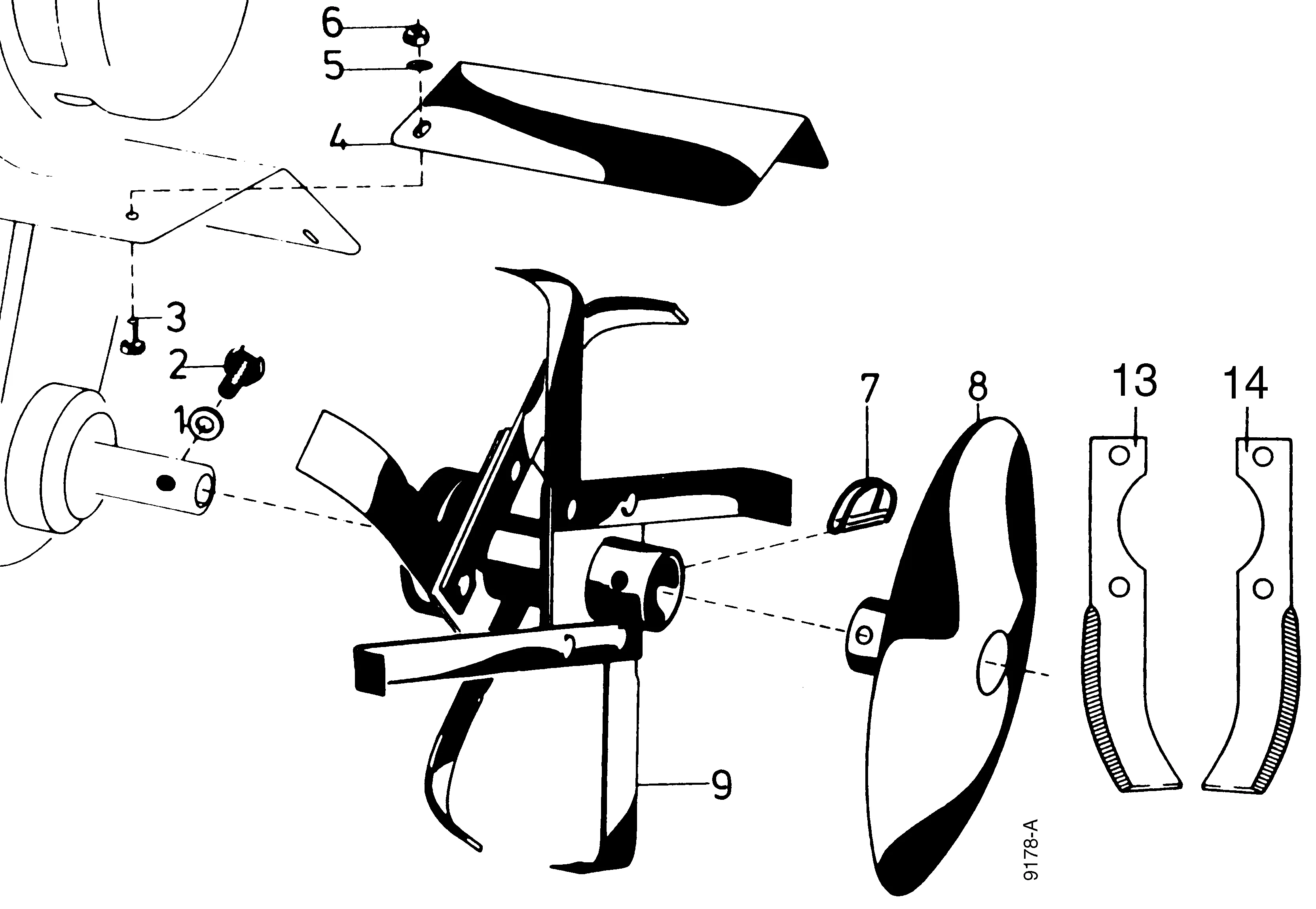Outil de binage, protections supérieures